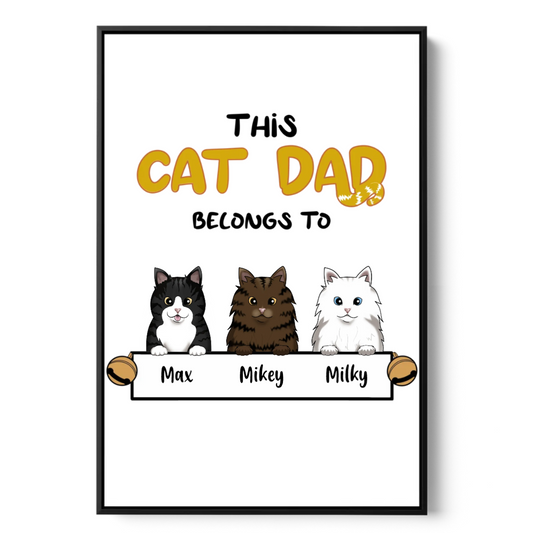 This Cat Dad Belongs To - Personalized Canvas Wall Art