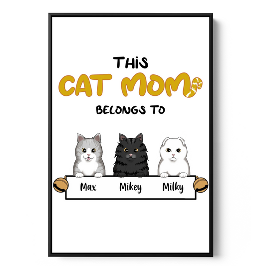 This Cat Mom Belongs To - Personalized Canvas Wall Art