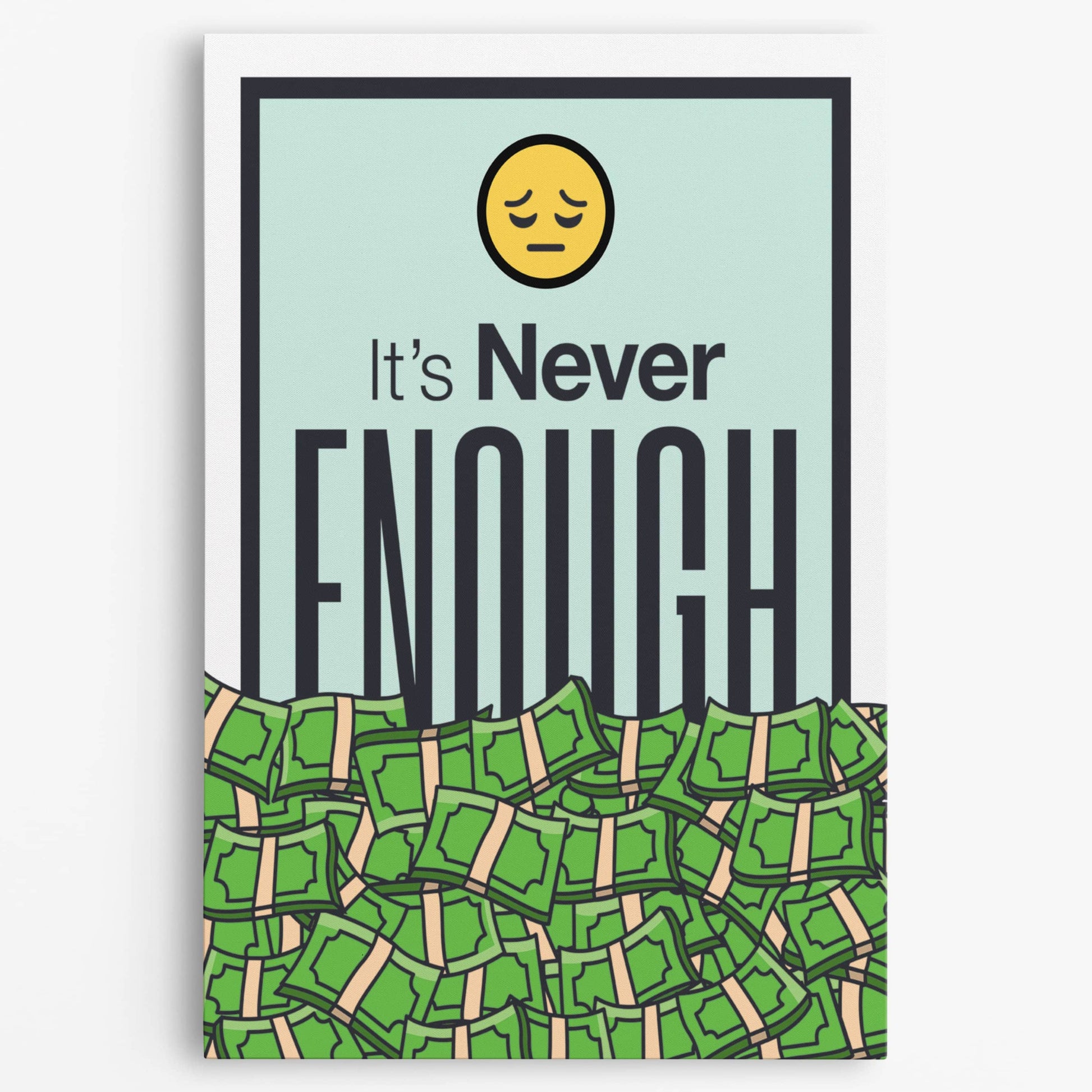 RYCANVAS It's Never Enough Motivational Canvas Wall Art - Office Millionaire Pop Art Alec Monopoly Decor