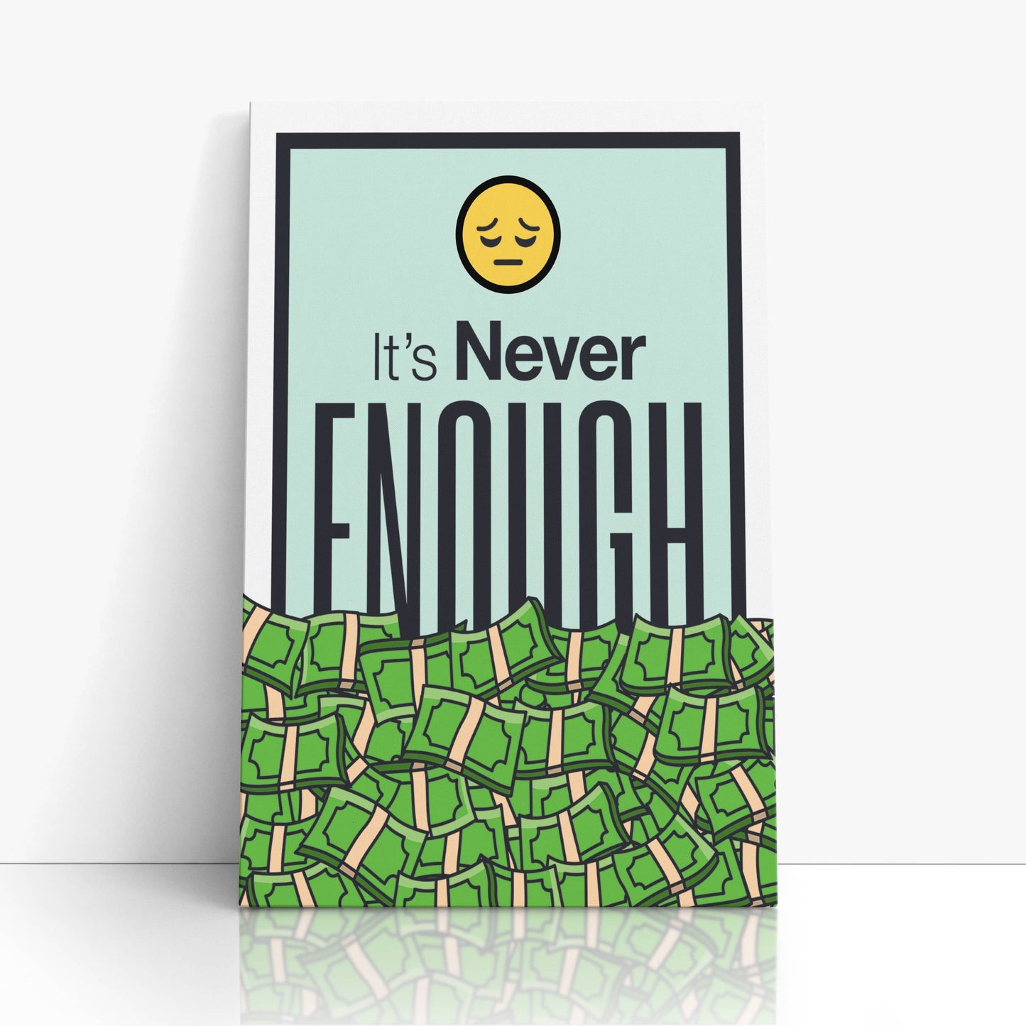 RYCANVAS It's Never Enough Motivational Canvas Wall Art - Office Millionaire Pop Art Alec Monopoly Decor