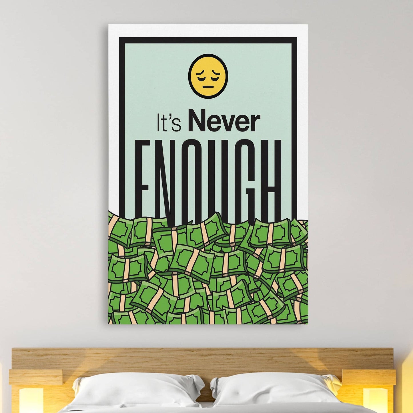 RYCANVAS It's Never Enough Motivational Canvas Wall Art - Office Millionaire Pop Art Alec Monopoly Decor