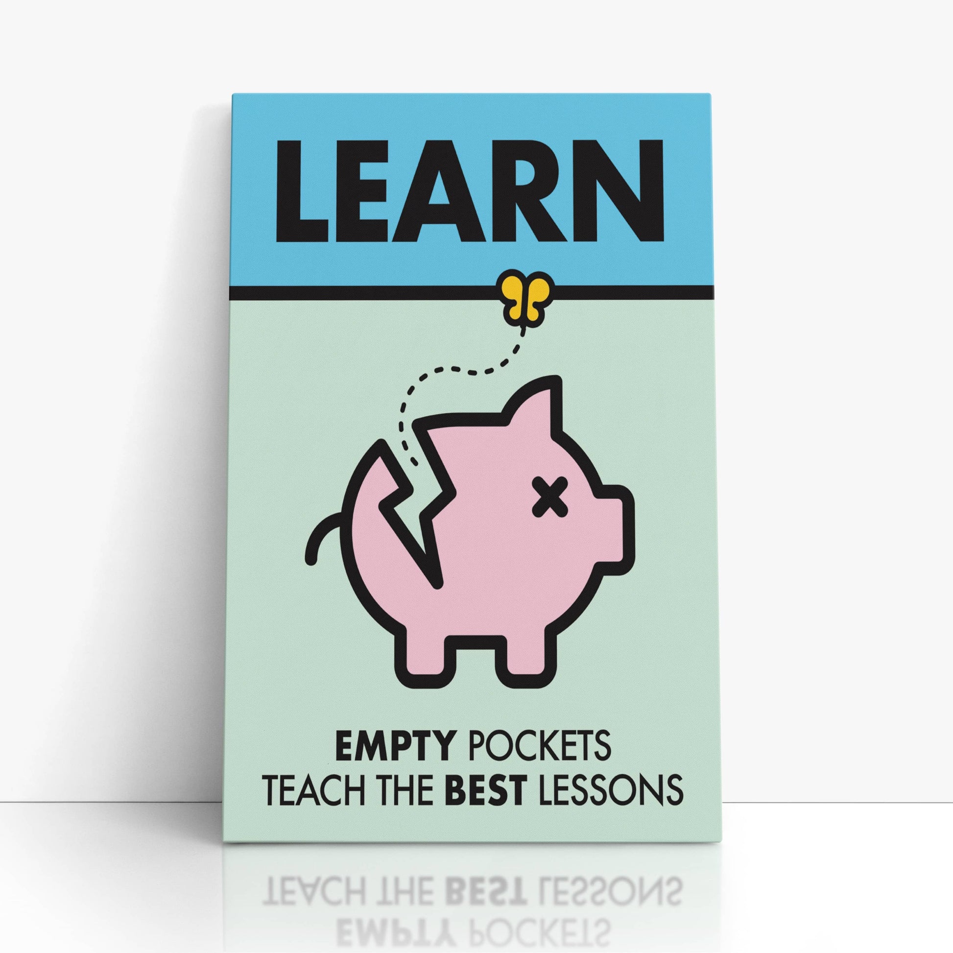 RYCANVAS Learn Empty Pockets Teach The Best Lessons Motivational Canvas Wall Art - Office Millionaire Pop Art Alec Monopoly Decor