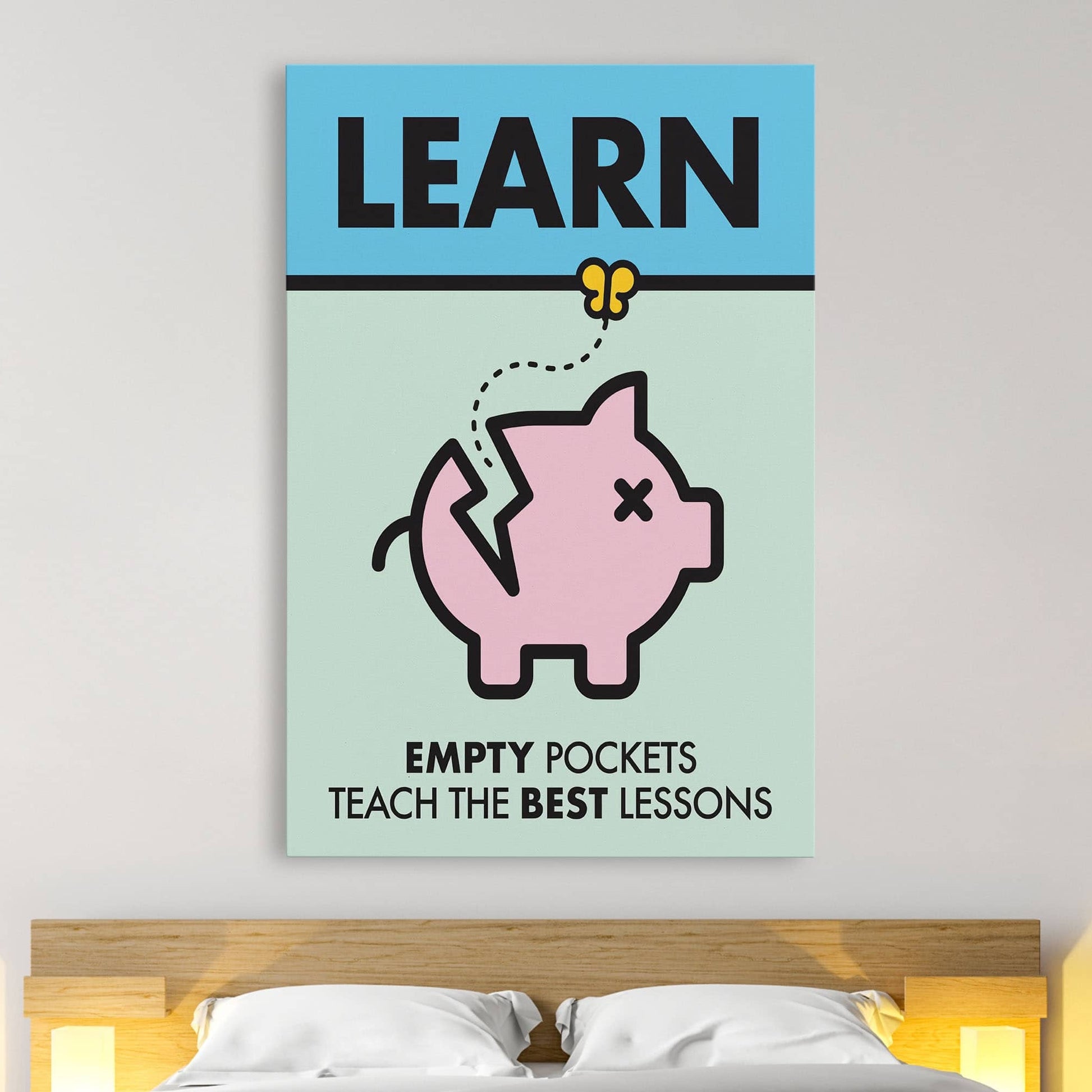 RYCANVAS Learn Empty Pockets Teach The Best Lessons Motivational Canvas Wall Art - Office Millionaire Pop Art Alec Monopoly Decor