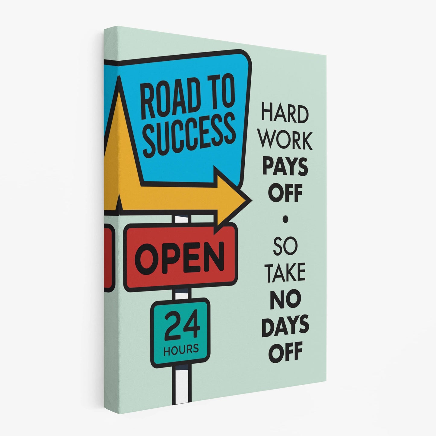 RYCANVAS Road to Success Hard Work Pays Off Motivational Canvas Wall Art - Office Millionaire Pop Art Alec Monopoly Decor