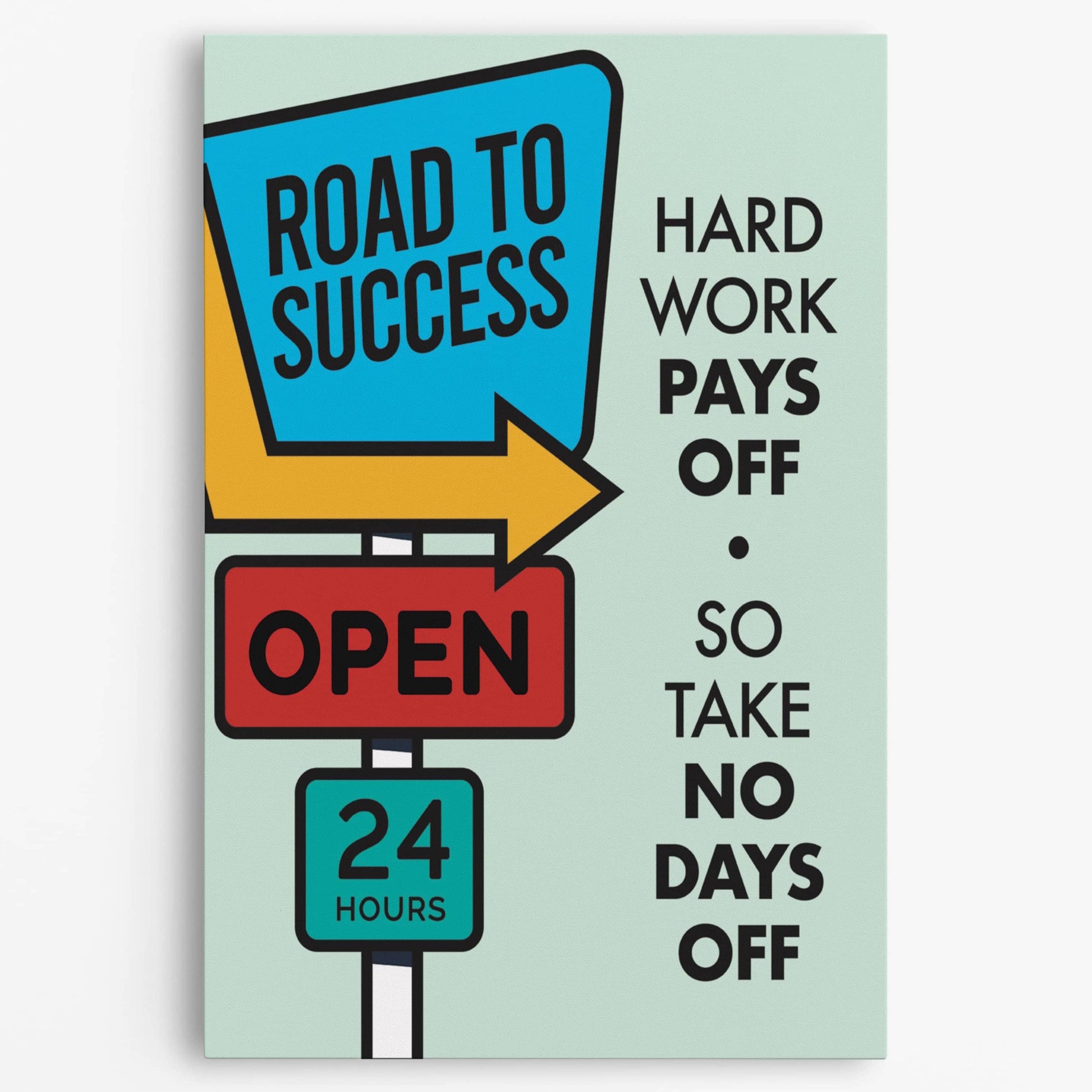 RYCANVAS Road to Success Hard Work Pays Off Motivational Canvas Wall Art - Office Millionaire Pop Art Alec Monopoly Decor