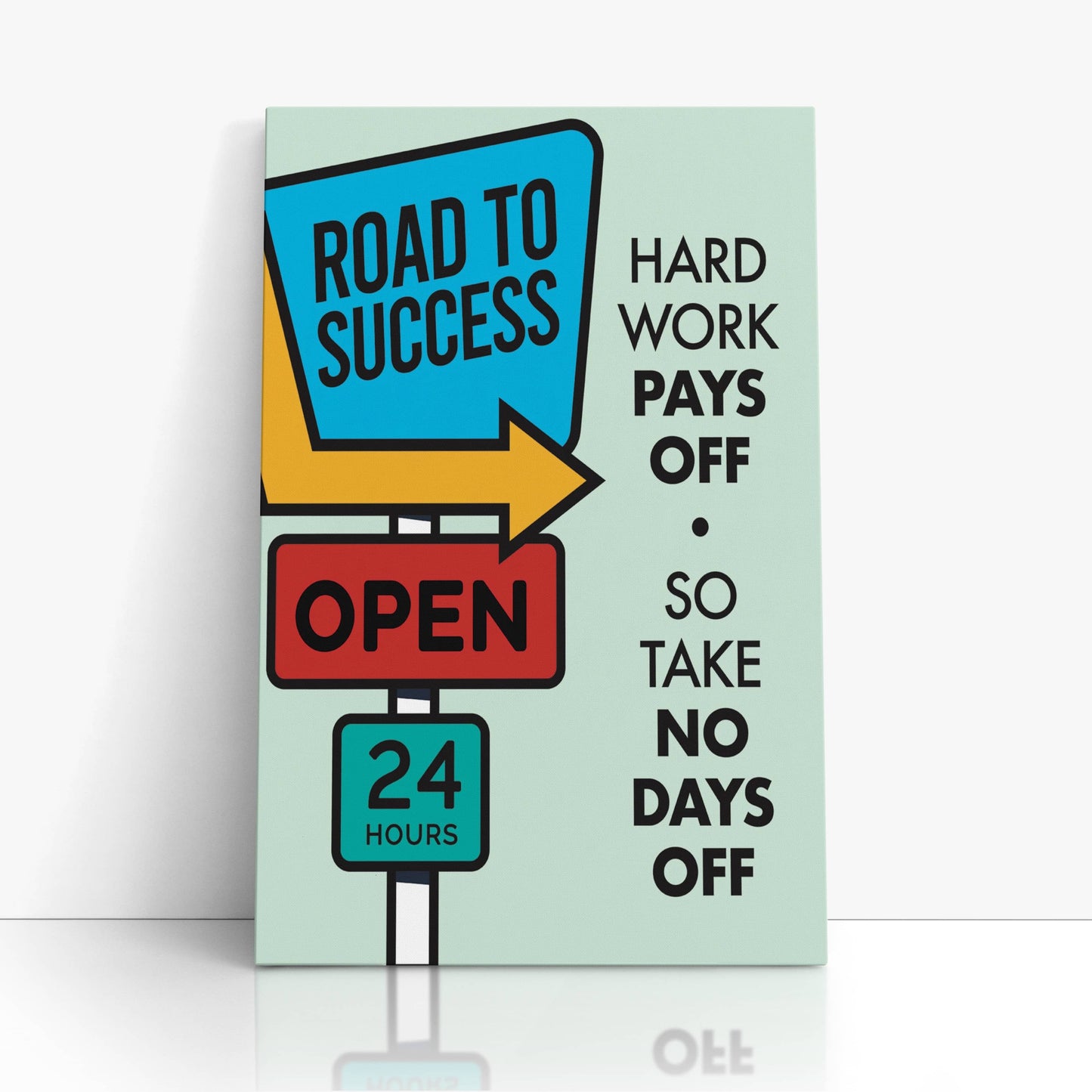 RYCANVAS Road to Success Hard Work Pays Off Motivational Canvas Wall Art - Office Millionaire Pop Art Alec Monopoly Decor