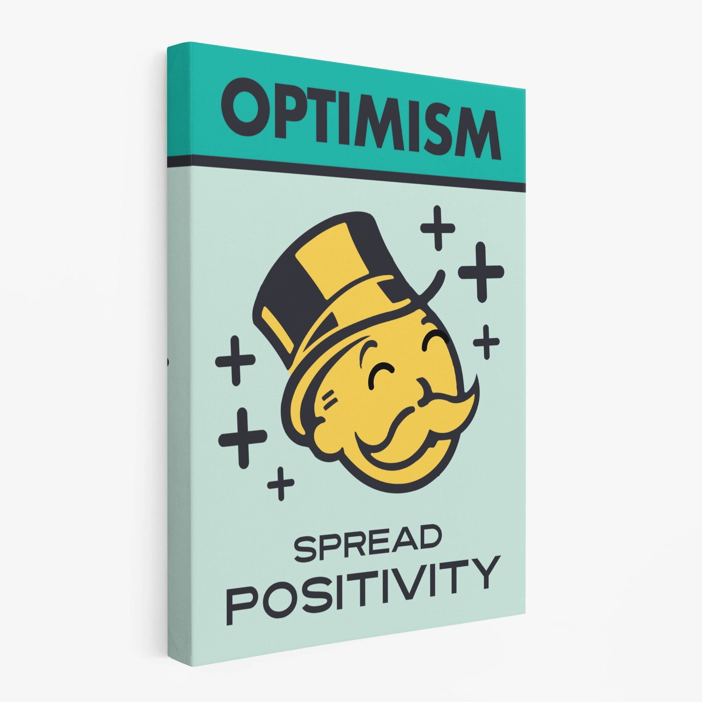 RYCANVAS Optimism Spread Positivity Motivational Canvas Wall Art - Office Millionaire Pop Art Alec Monopoly Decor