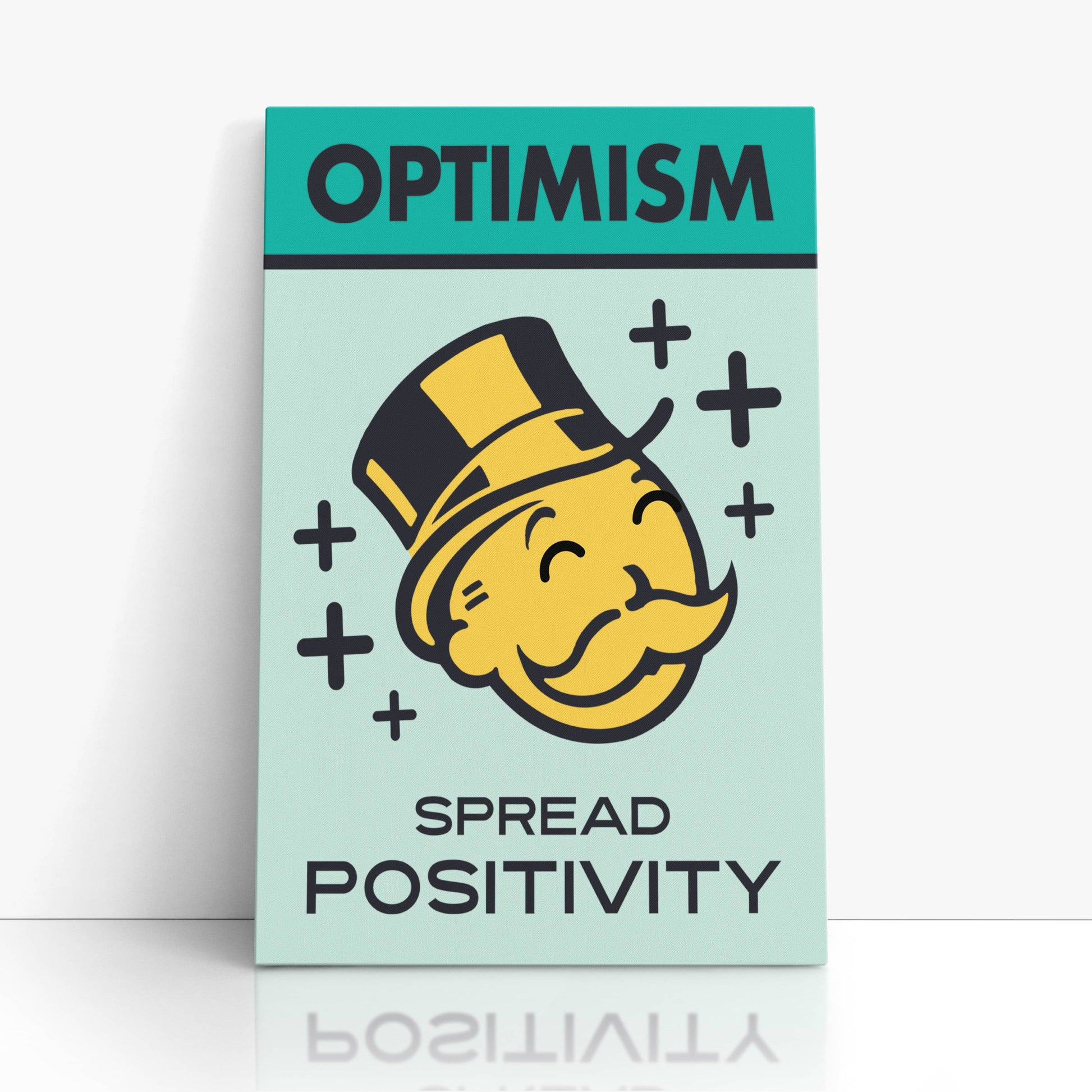 RYCANVAS Optimism Spread Positivity Motivational Canvas Wall Art - Office Millionaire Pop Art Alec Monopoly Decor