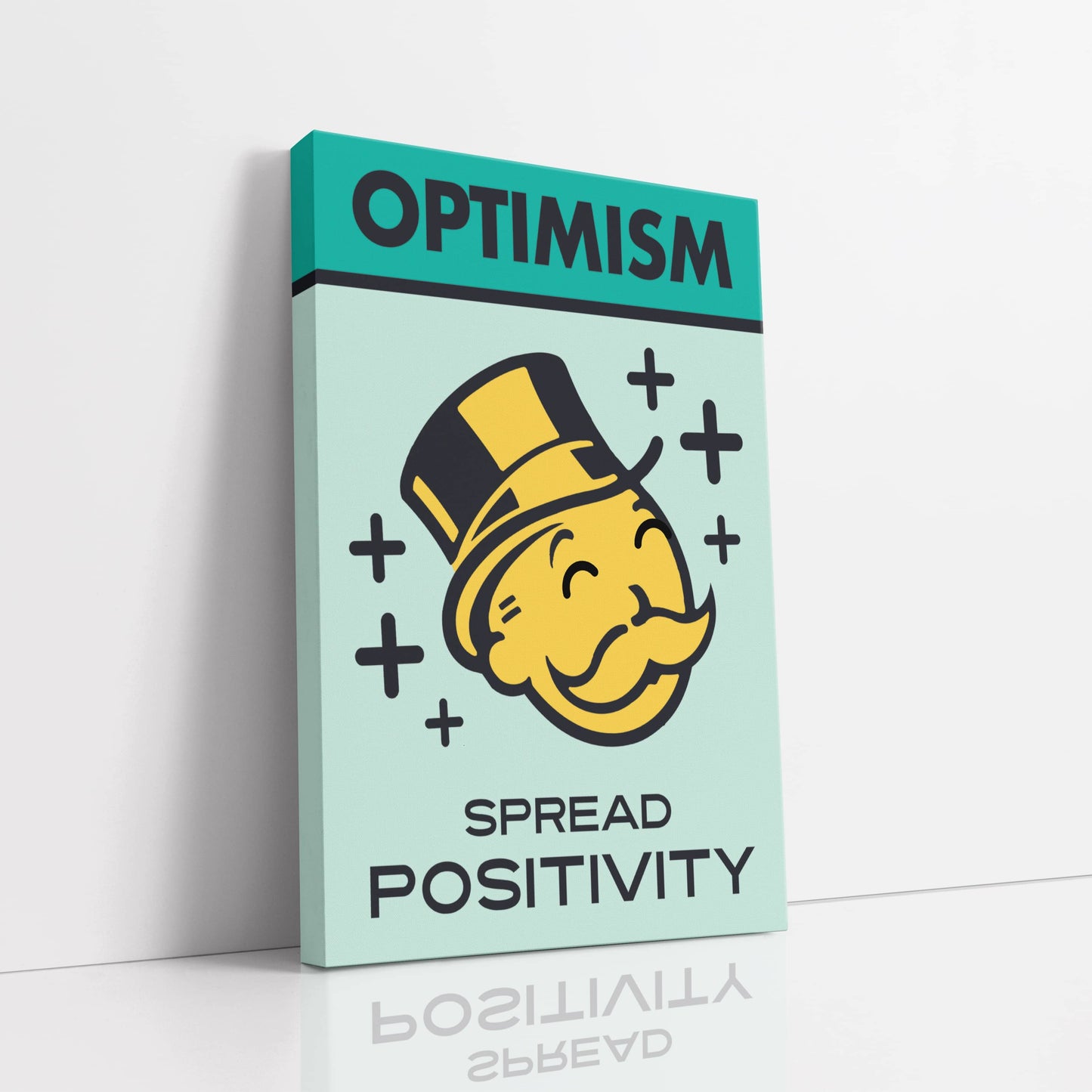 RYCANVAS Optimism Spread Positivity Motivational Canvas Wall Art - Office Millionaire Pop Art Alec Monopoly Decor