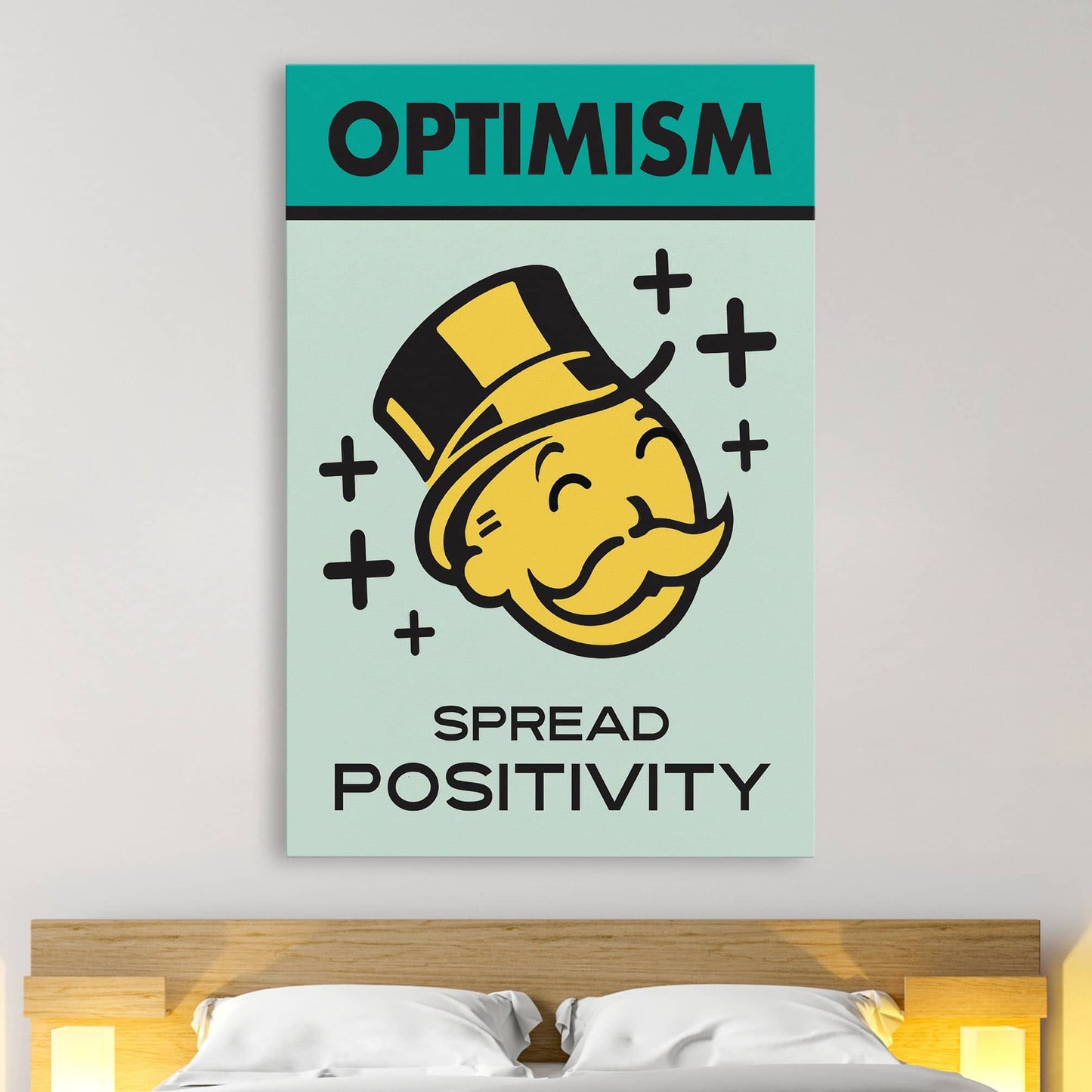 RYCANVAS Optimism Spread Positivity Motivational Canvas Wall Art - Office Millionaire Pop Art Alec Monopoly Decor