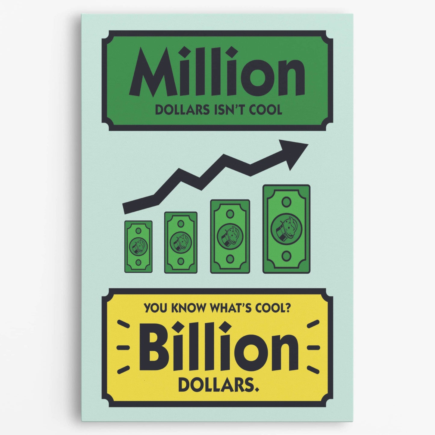 RYCANVAS Million Dollars Isn't Cool Billion Dollars Motivational Canvas Wall Art - Office Millionaire Pop Art Alec Monopoly Decor