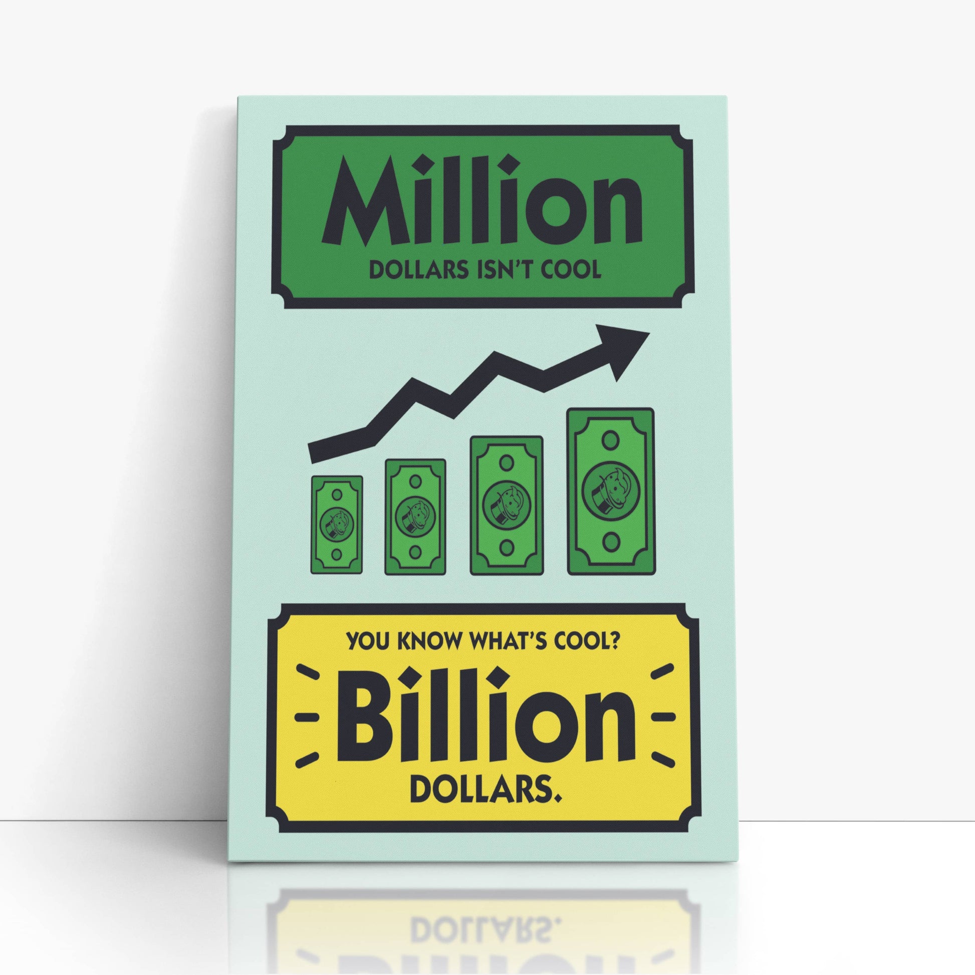 RYCANVAS Million Dollars Isn't Cool Billion Dollars Motivational Canvas Wall Art - Office Millionaire Pop Art Alec Monopoly Decor