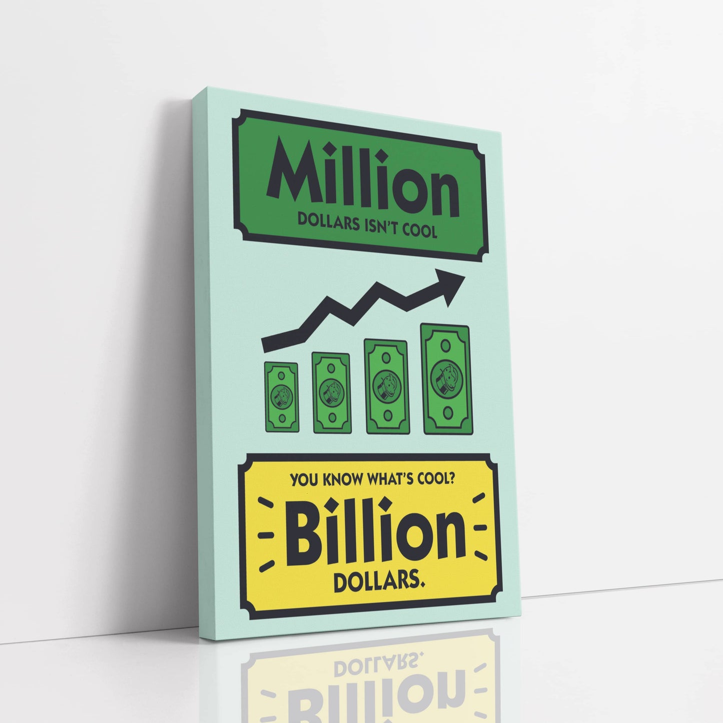 RYCANVAS Million Dollars Isn't Cool Billion Dollars Motivational Canvas Wall Art - Office Millionaire Pop Art Alec Monopoly Decor