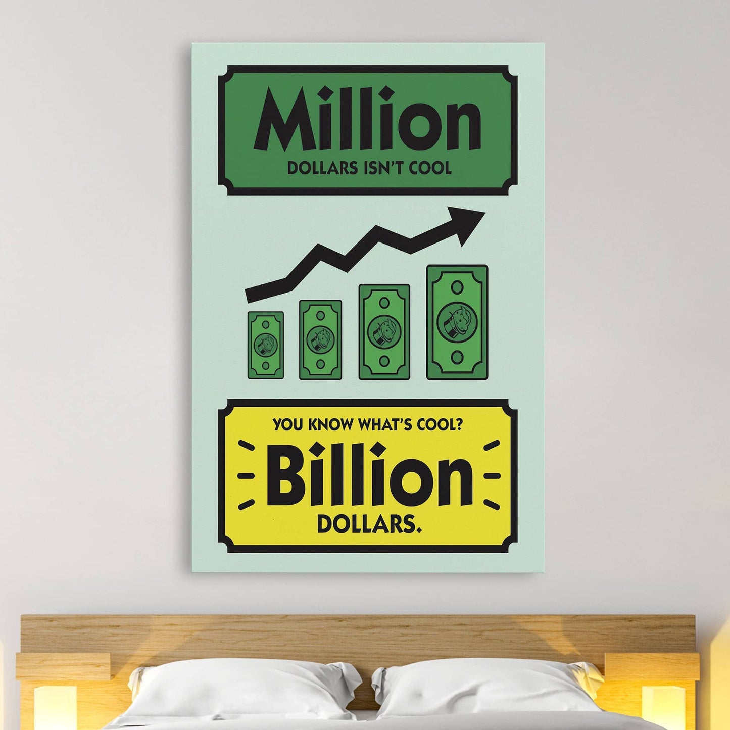 RYCANVAS Million Dollars Isn't Cool Billion Dollars Motivational Canvas Wall Art - Office Millionaire Pop Art Alec Monopoly Decor