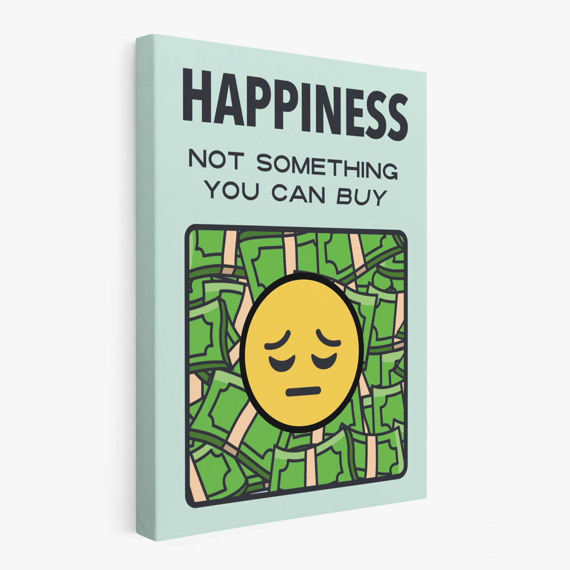 RYCANVAS Happiness Not Something You Can Buy Motivational Canvas Wall Art - Office Millionaire Pop Art Alec Monopoly Decor