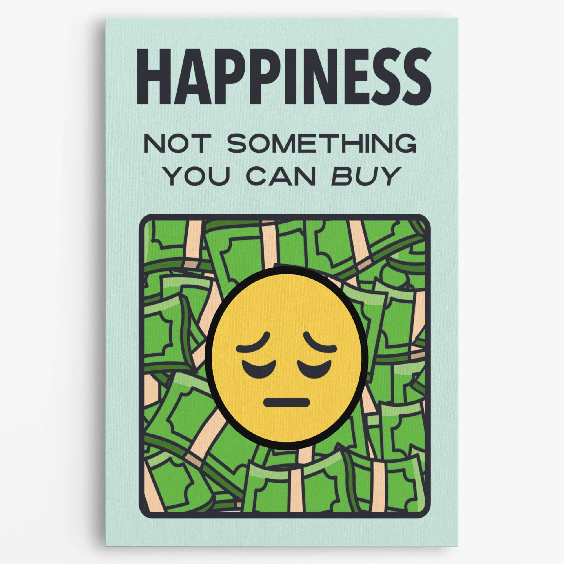 RYCANVAS Happiness Not Something You Can Buy Motivational Canvas Wall Art - Office Millionaire Pop Art Alec Monopoly Decor