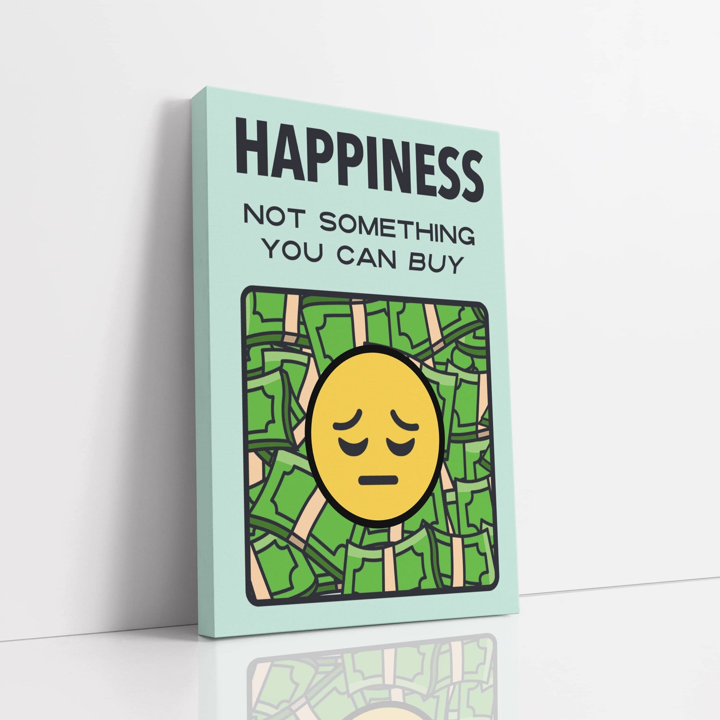 RYCANVAS Happiness Not Something You Can Buy Motivational Canvas Wall Art - Office Millionaire Pop Art Alec Monopoly Decor