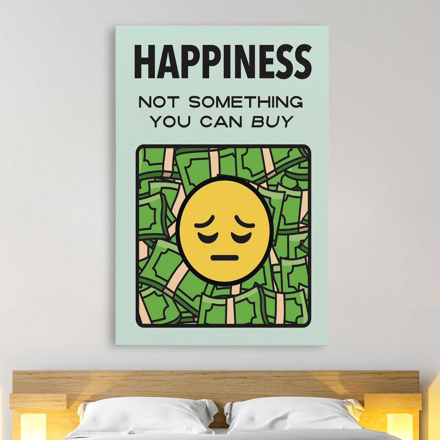 RYCANVAS Happiness Not Something You Can Buy Motivational Canvas Wall Art - Office Millionaire Pop Art Alec Monopoly Decor