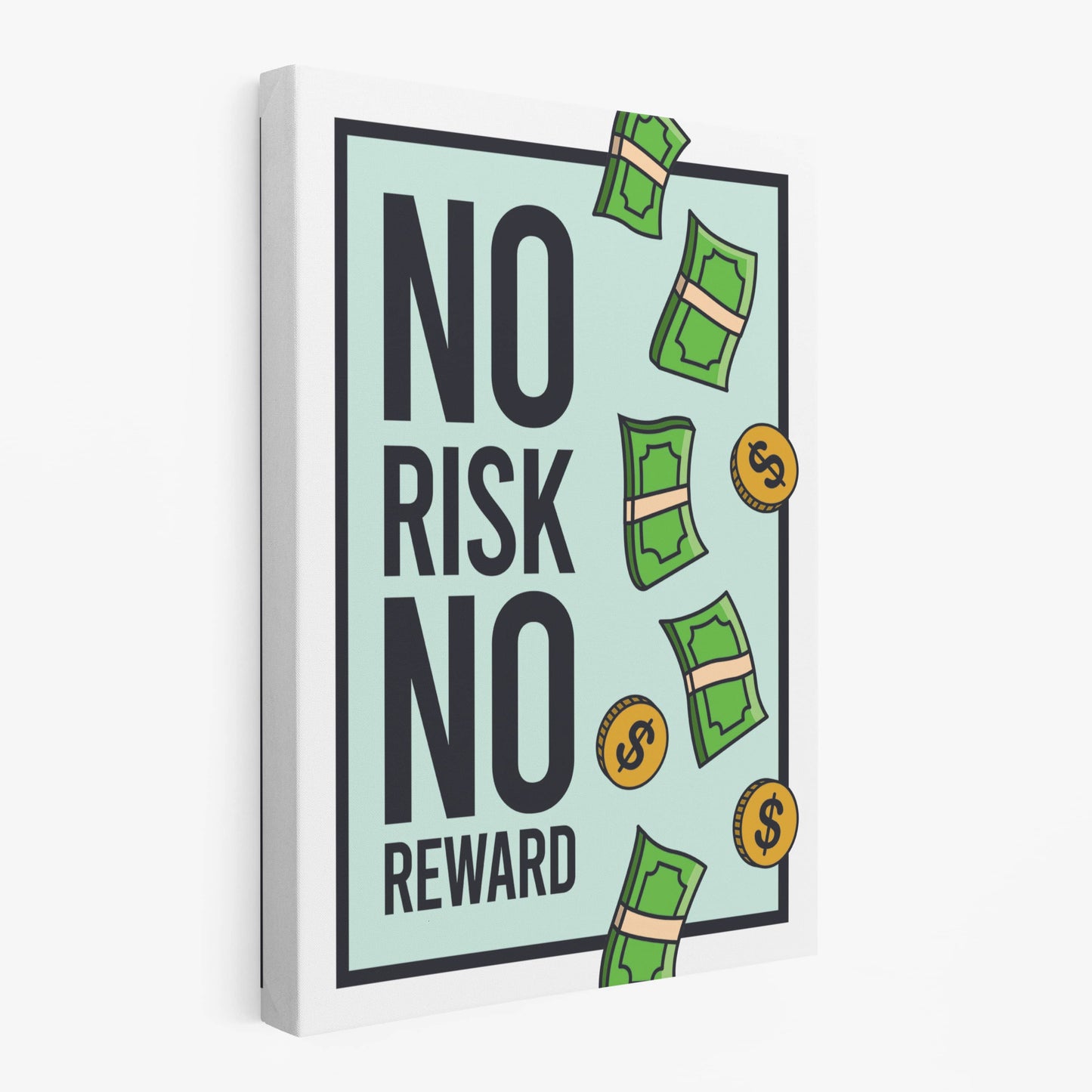 RYCANVAS No Risk No Reward Motivational Canvas Wall Art - Office Millionaire Pop Art Alec Monopoly Decor