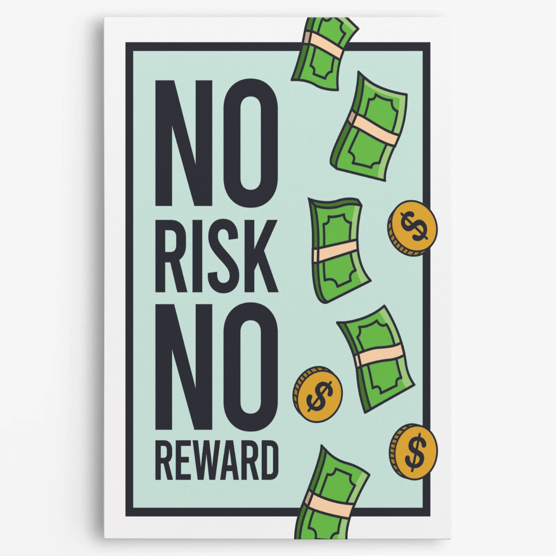 RYCANVAS No Risk No Reward Motivational Canvas Wall Art - Office Millionaire Pop Art Alec Monopoly Decor