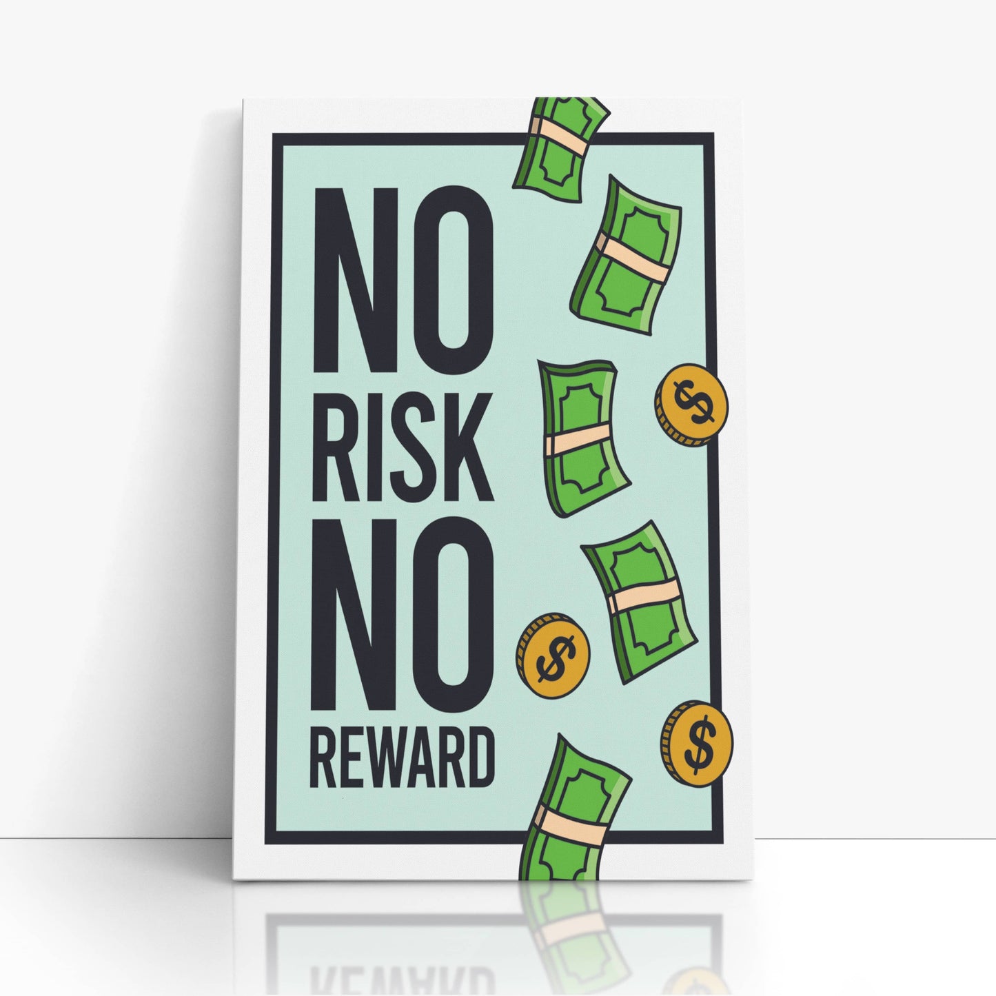 RYCANVAS No Risk No Reward Motivational Canvas Wall Art - Office Millionaire Pop Art Alec Monopoly Decor