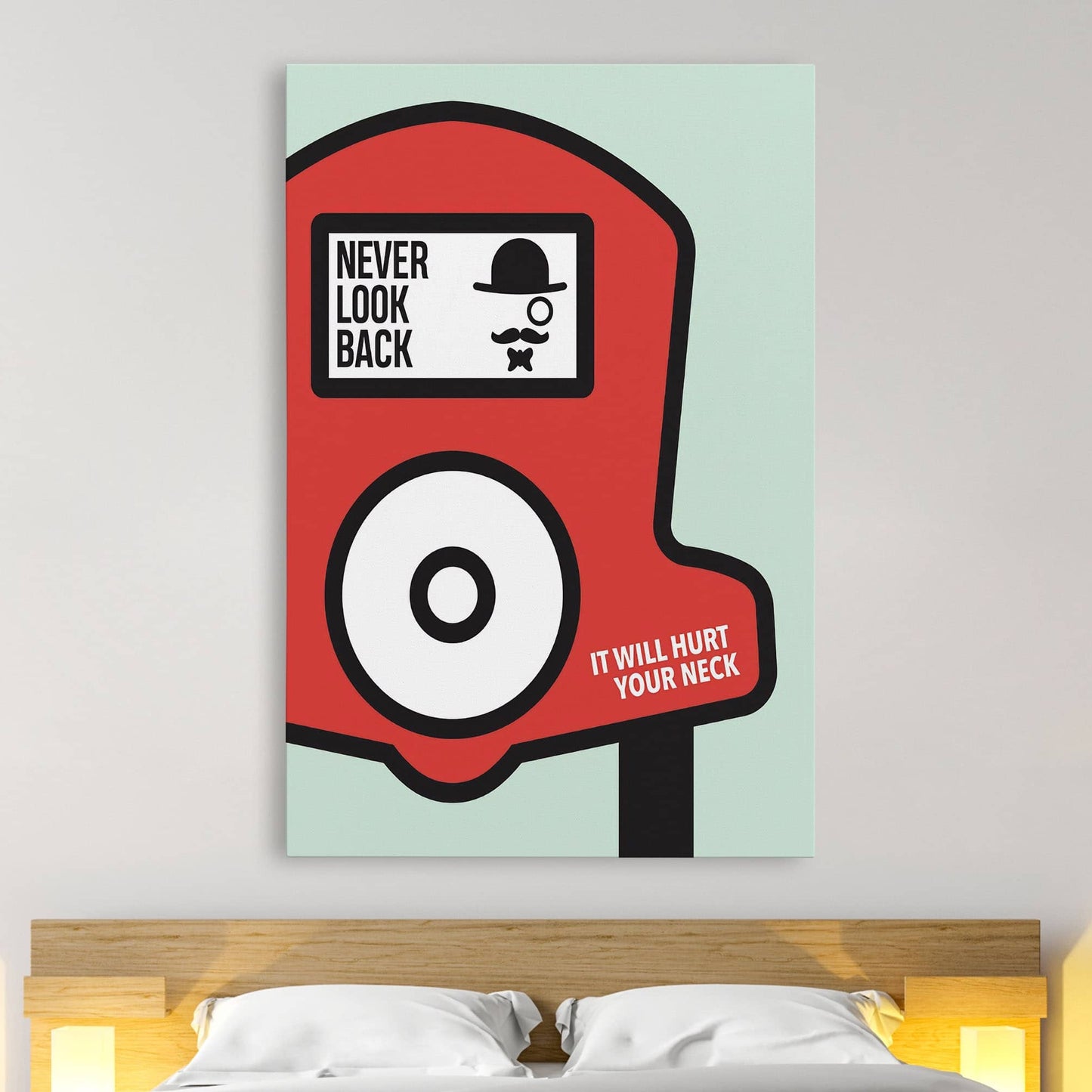 RYCANVAS Never Look Back, It Will Hurt Your Neck Motivational Canvas Wall Art - Office Millionaire Pop Art Alec Monopoly Decor