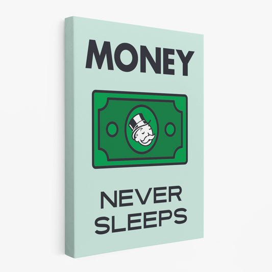 RYCANVAS Money Never Sleeps Motivational Canvas Wall Art - Office Millionaire Pop Art Alec Monopoly Decor