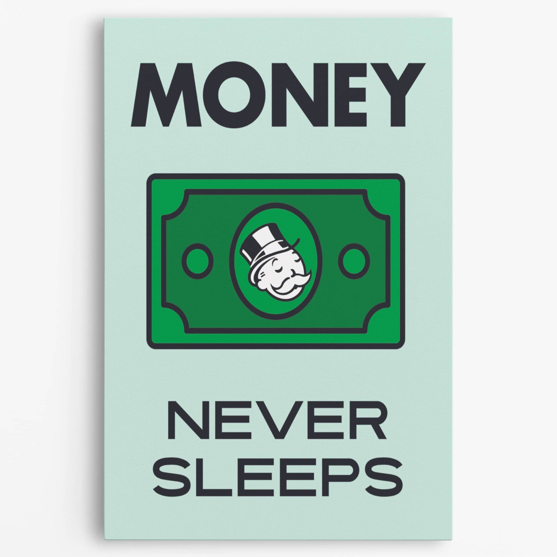 RYCANVAS Money Never Sleeps Motivational Canvas Wall Art - Office Millionaire Pop Art Alec Monopoly Decor