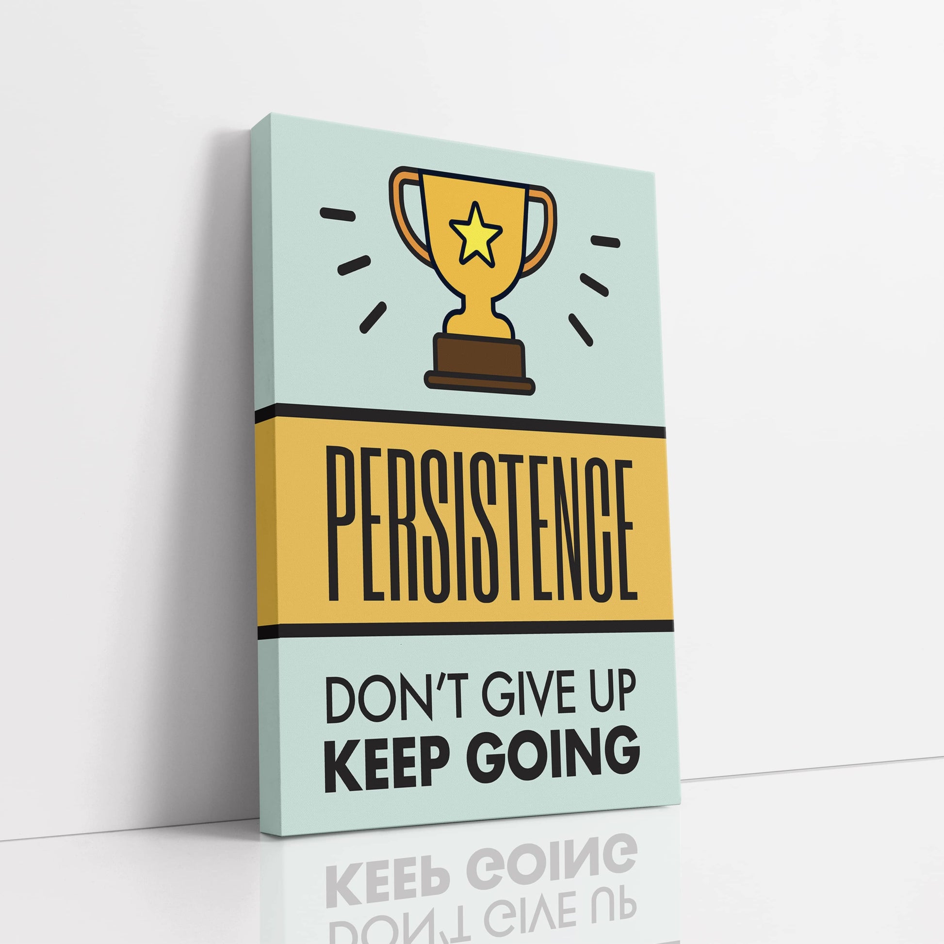 RYCANVAS Persistence - Don't Give Up Keep Going Champion Motivational Canvas Wall Art - Office Millionaire Pop Art Alec Monopoly Decor