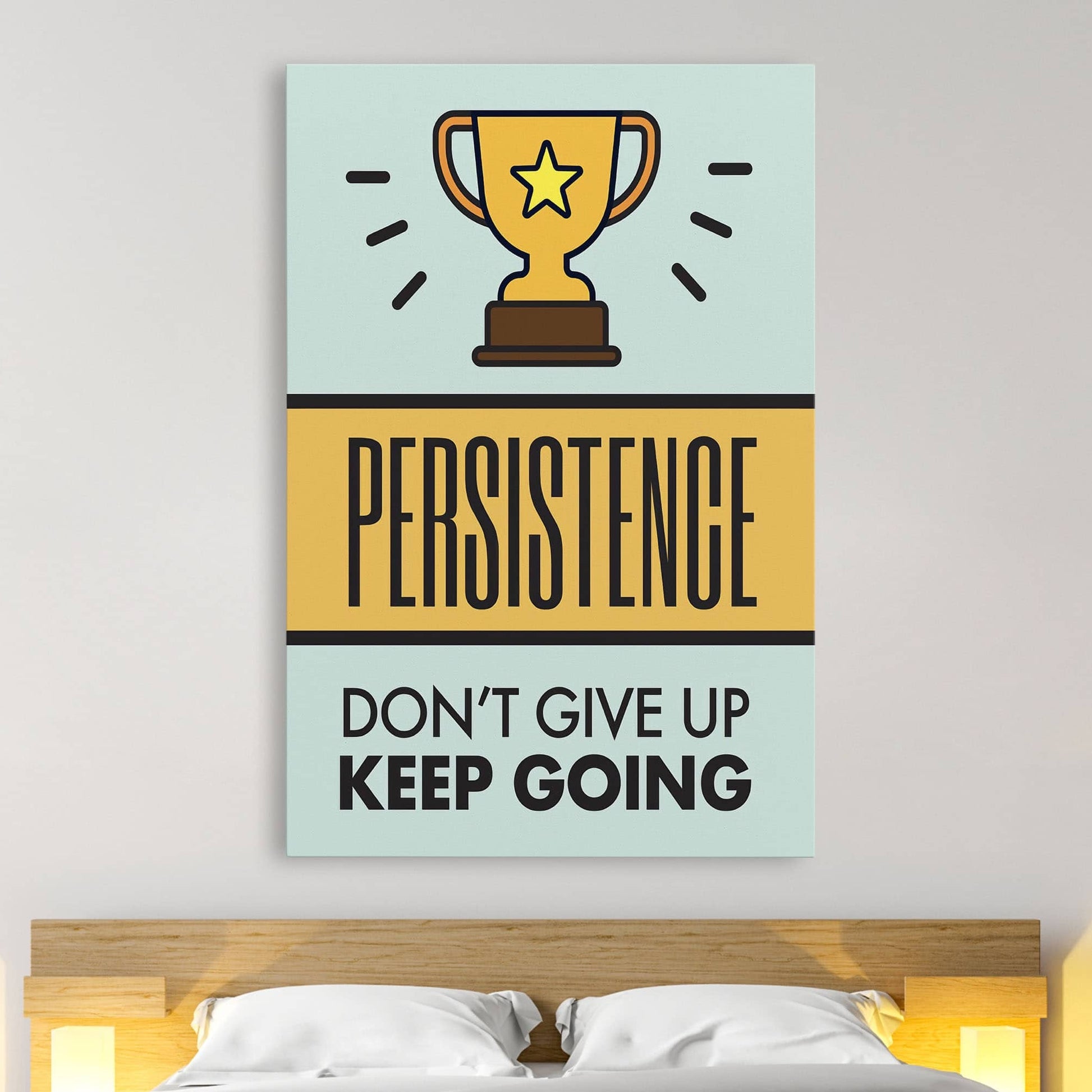 RYCANVAS Persistence - Don't Give Up Keep Going Champion Motivational Canvas Wall Art - Office Millionaire Pop Art Alec Monopoly Decor