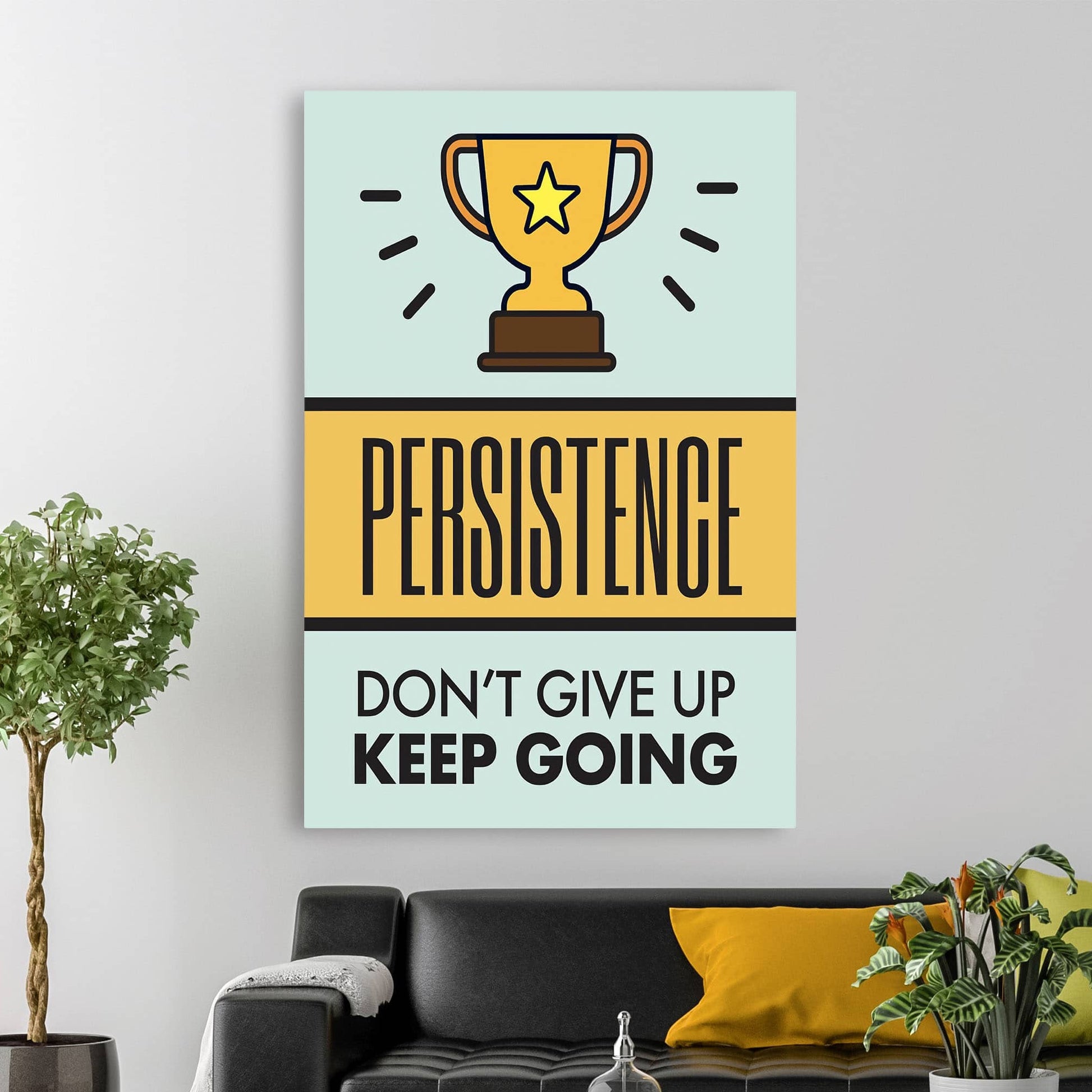 RYCANVAS Persistence - Don't Give Up Keep Going Champion Motivational Canvas Wall Art - Office Millionaire Pop Art Alec Monopoly Decor