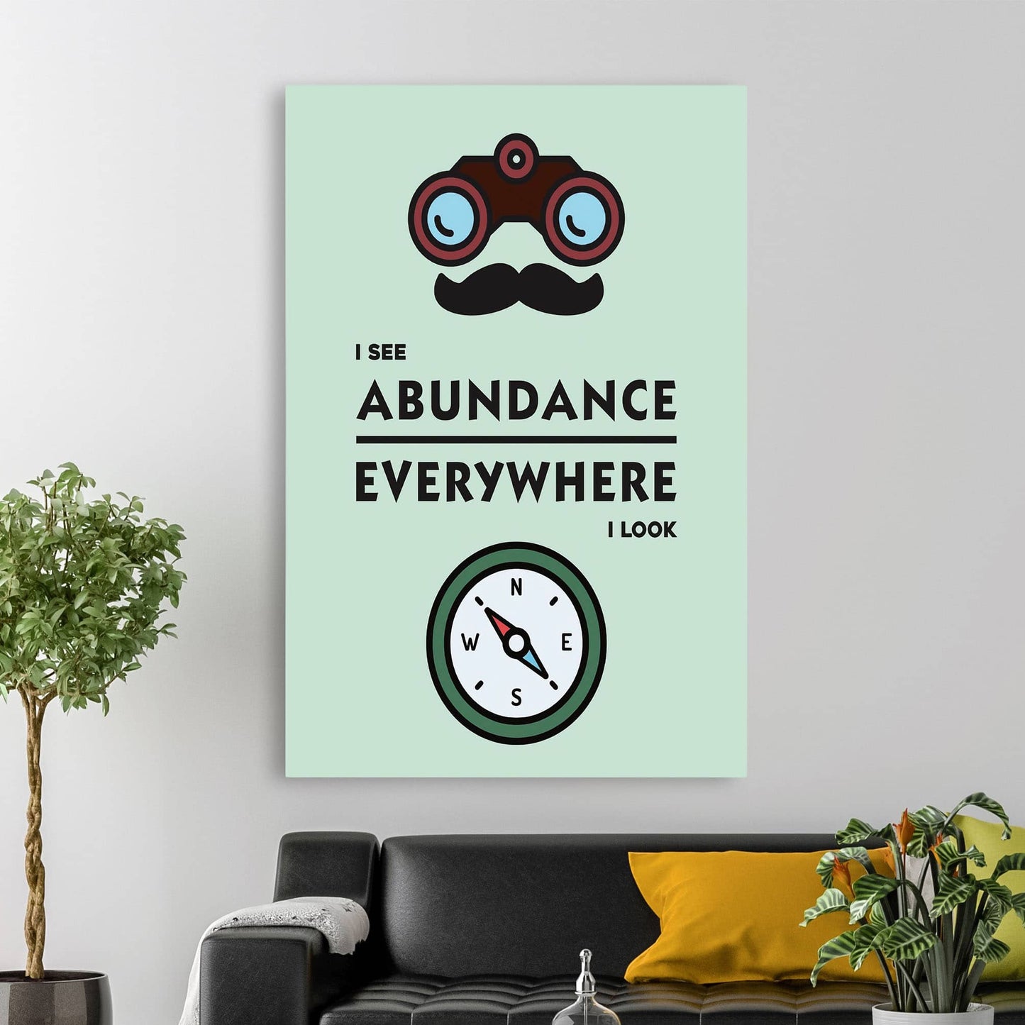 RYCANVAS I See Abundance Everywhere I Look Motivational Canvas Wall Art - Office Millionaire Pop Art Alec Monopoly Decor