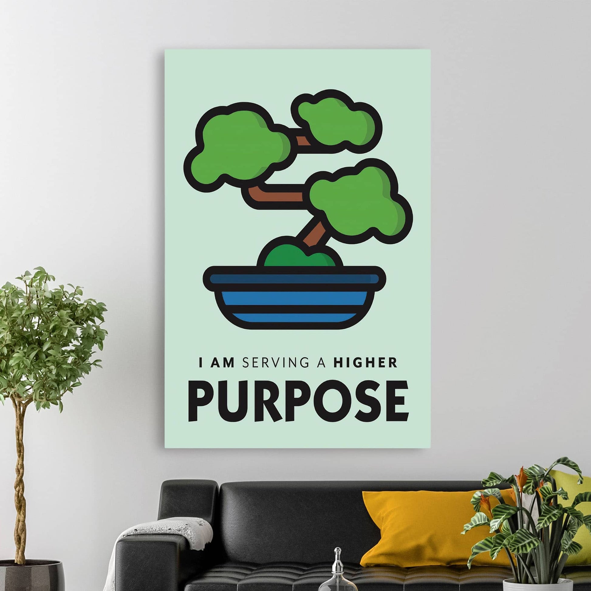 RYCANVAS I Am Serving A Higher Purpose Motivational Canvas Wall Art - Office Millionaire Pop Art Alec Monopoly Decor