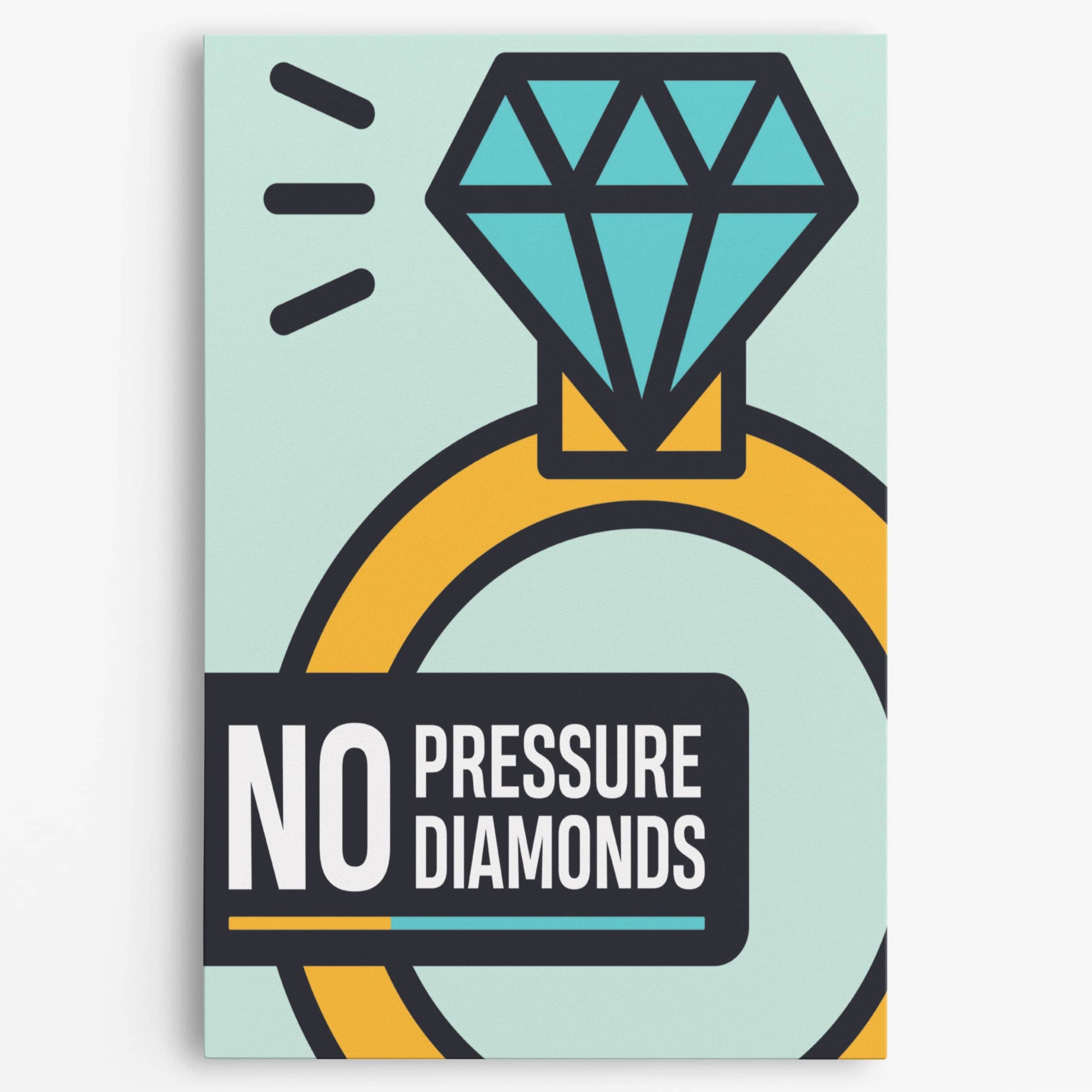 RYCANVAS No Pressure Diamonds Motivational Canvas Wall Art - Office Millionaire Pop Art Alec Monopoly Decor