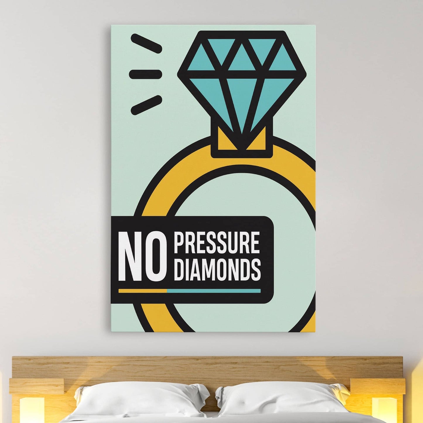 RYCANVAS No Pressure Diamonds Motivational Canvas Wall Art - Office Millionaire Pop Art Alec Monopoly Decor