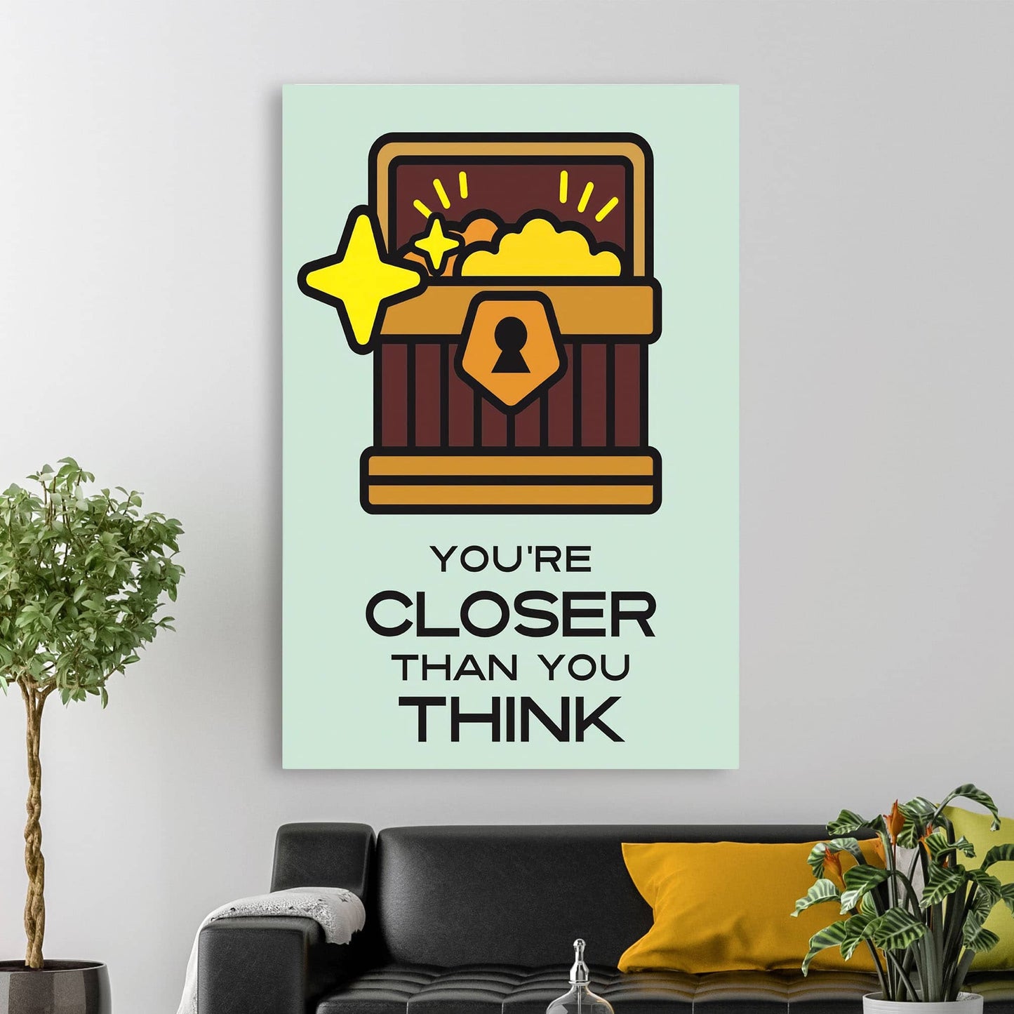 RYCANVAS You're Closer Than You Think Motivational Canvas Wall Art - Office Millionaire Pop Art Alec Monopoly Decor