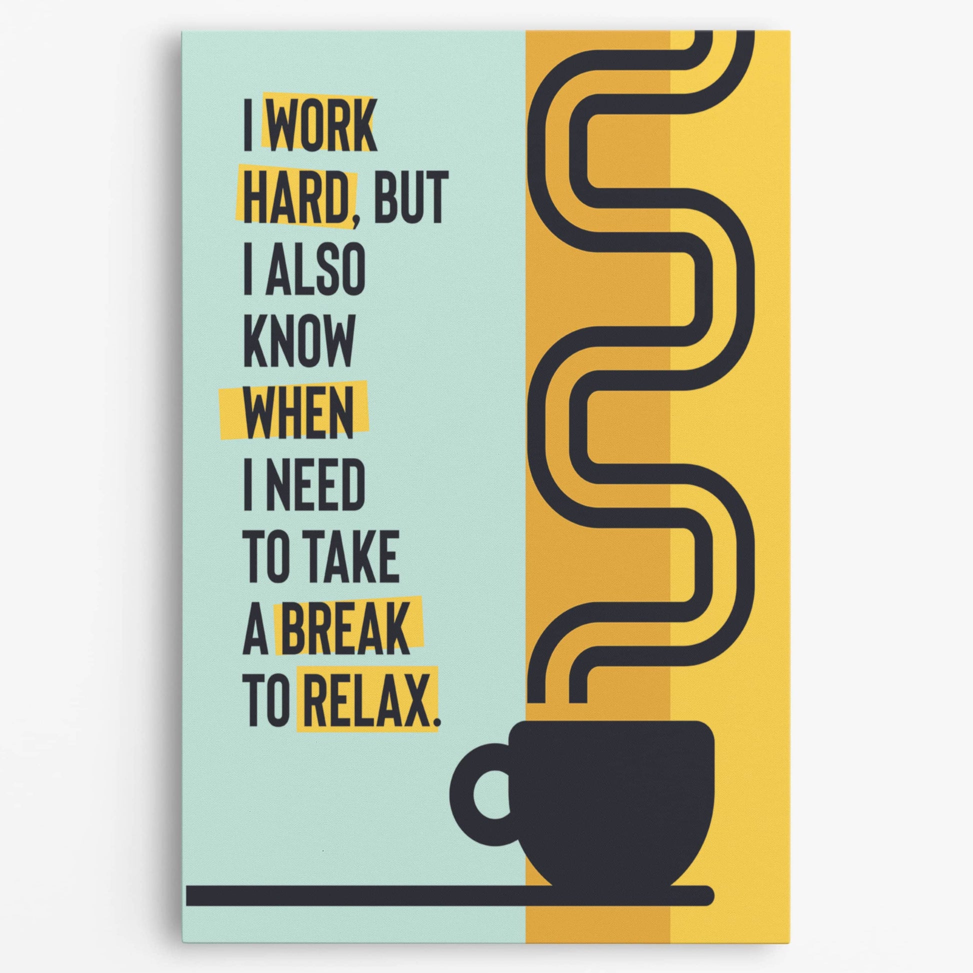 RYCANVAS I Work Hard, But I Also Know When I Need To Take A Break To Relax Motivational Canvas Wall Art - Office Millionaire Pop Art Alec Monopoly Decor