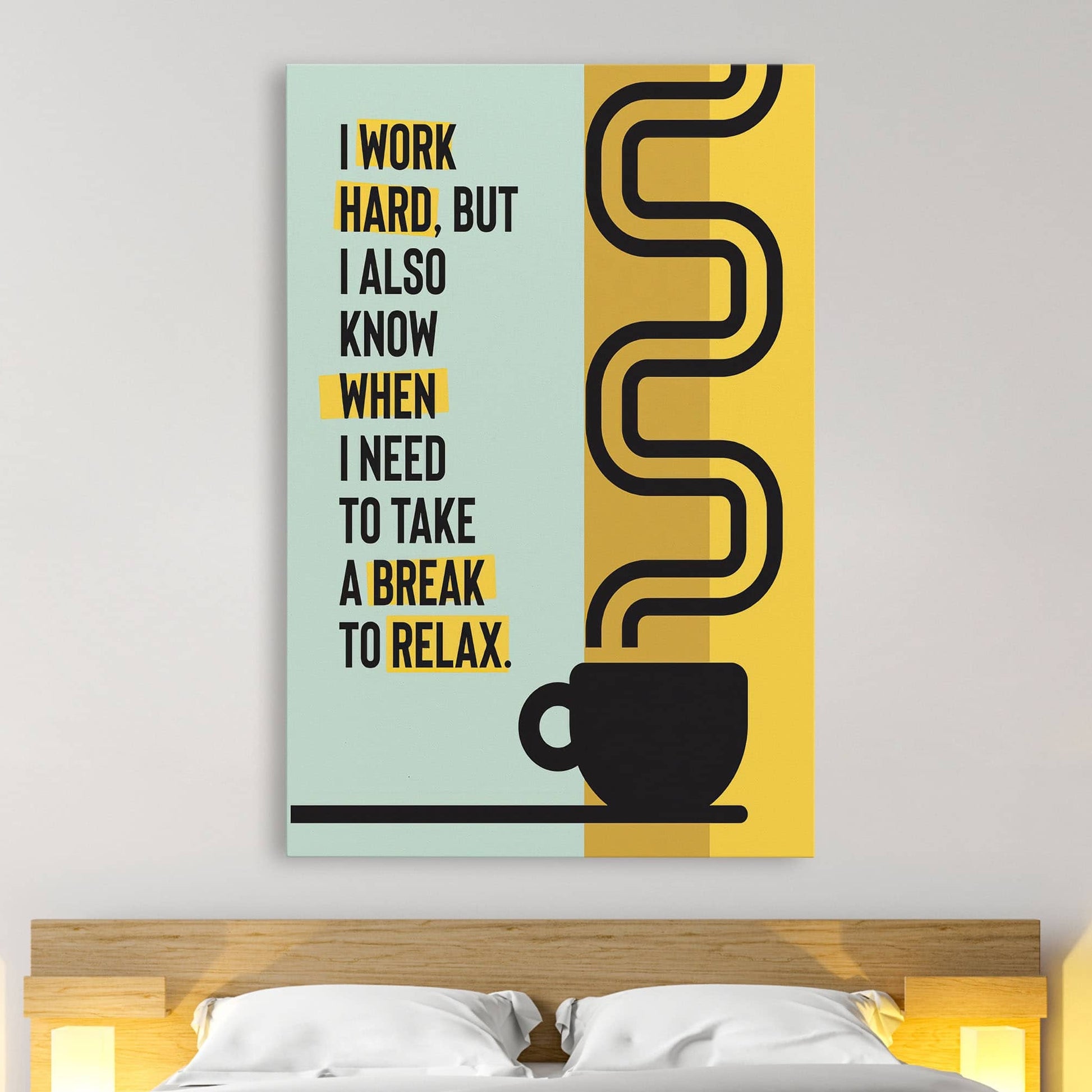 RYCANVAS I Work Hard, But I Also Know When I Need To Take A Break To Relax Motivational Canvas Wall Art - Office Millionaire Pop Art Alec Monopoly Decor