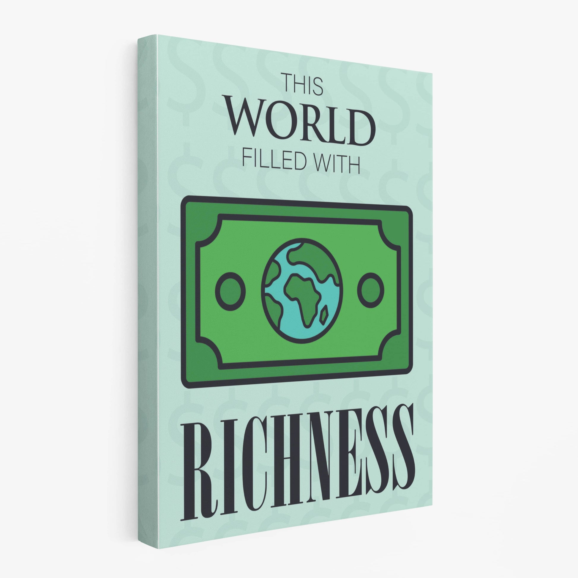 RYCANVAS This World Filled With Richness Motivational Canvas Wall Art - Office Millionaire Pop Art Alec Monopoly Decor