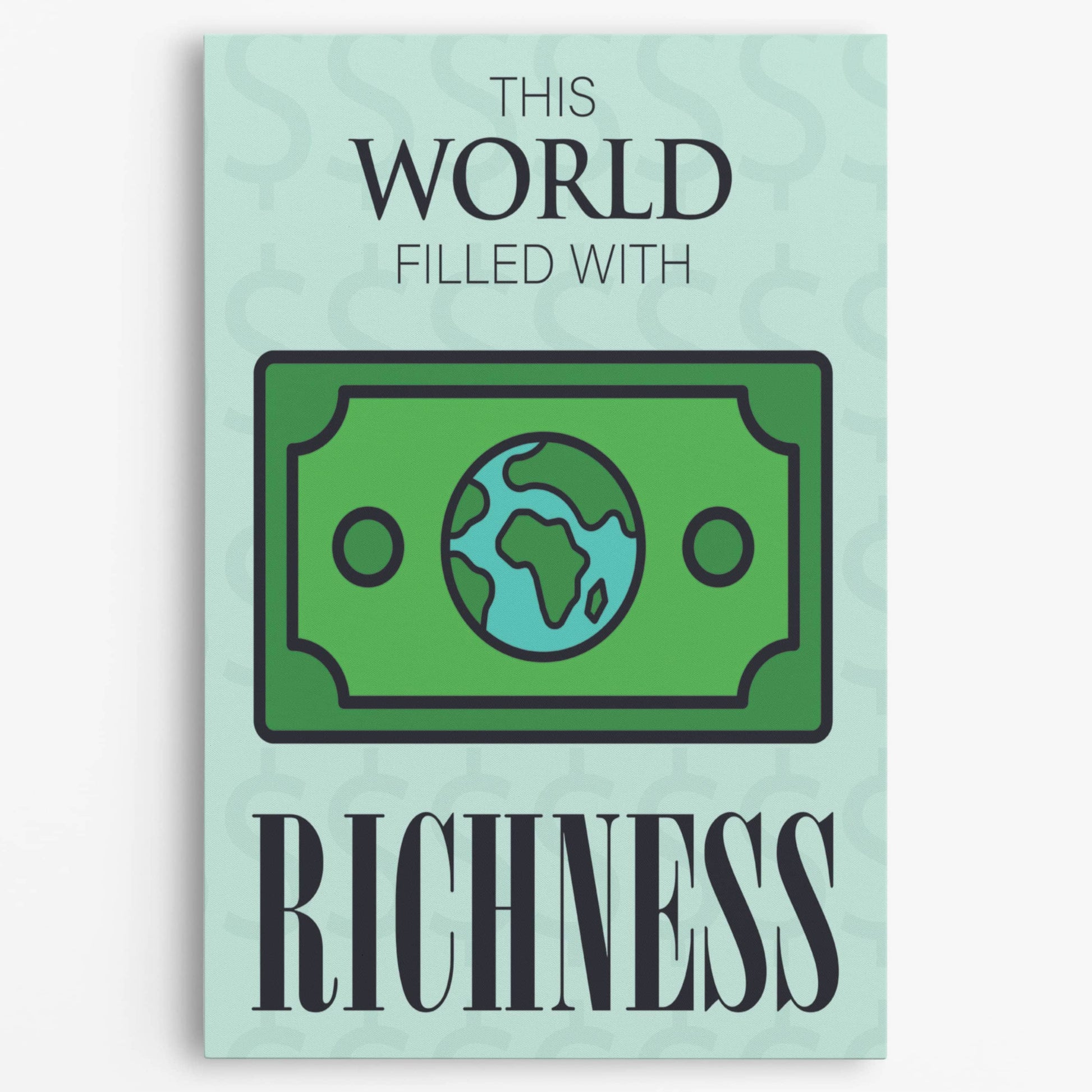 RYCANVAS This World Filled With Richness Motivational Canvas Wall Art - Office Millionaire Pop Art Alec Monopoly Decor