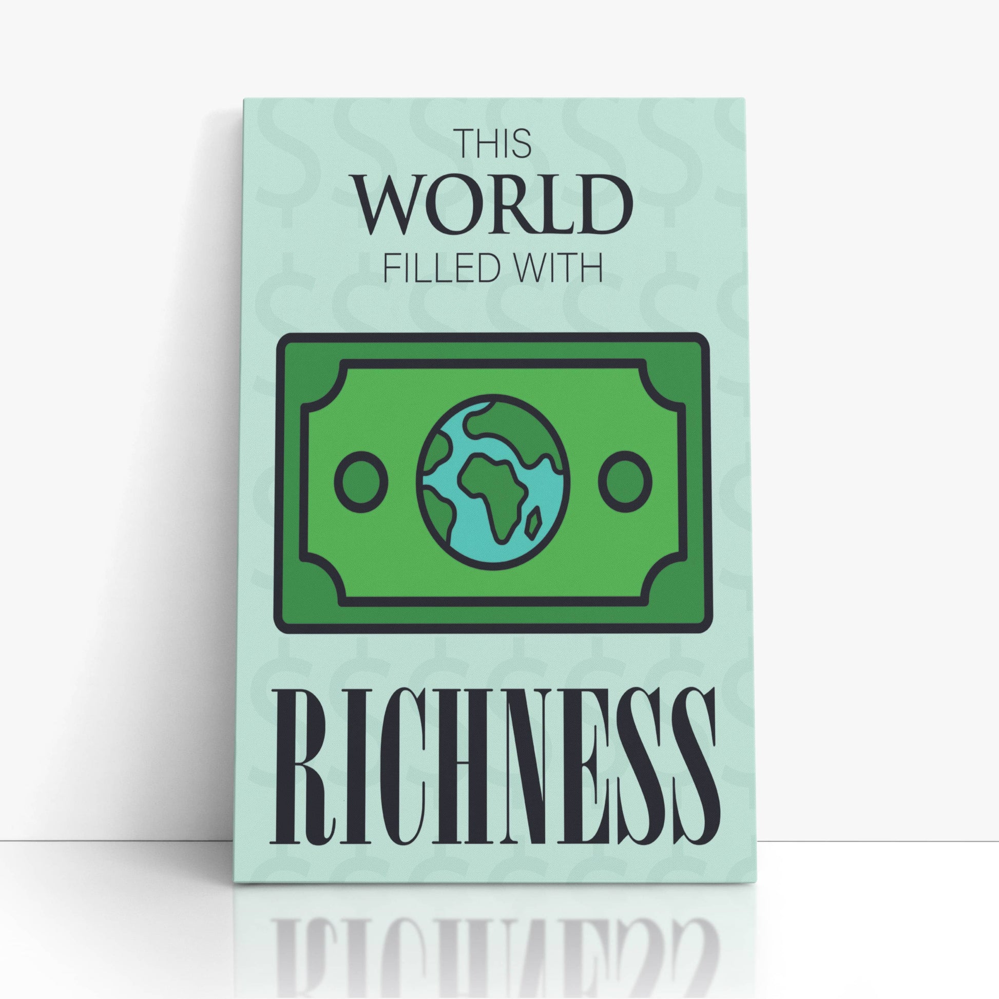 RYCANVAS This World Filled With Richness Motivational Canvas Wall Art - Office Millionaire Pop Art Alec Monopoly Decor