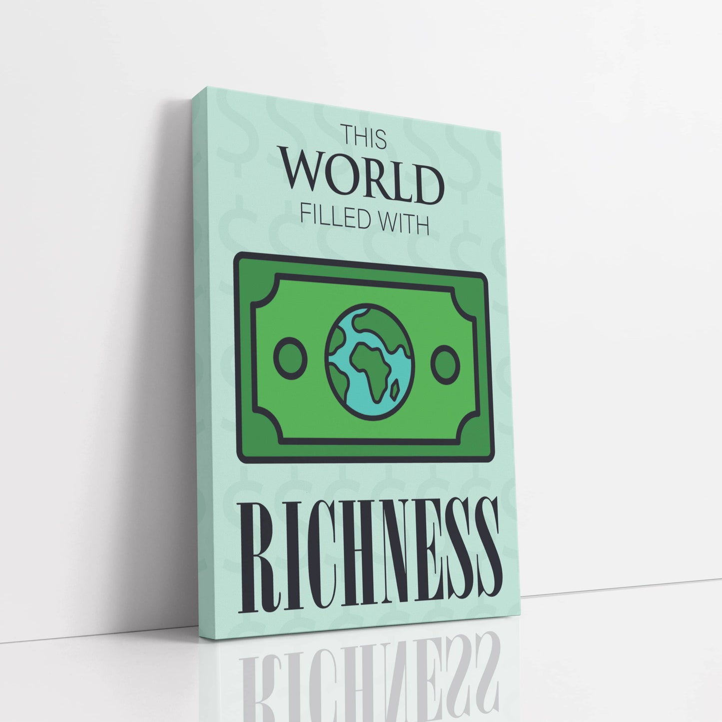 RYCANVAS This World Filled With Richness Motivational Canvas Wall Art - Office Millionaire Pop Art Alec Monopoly Decor