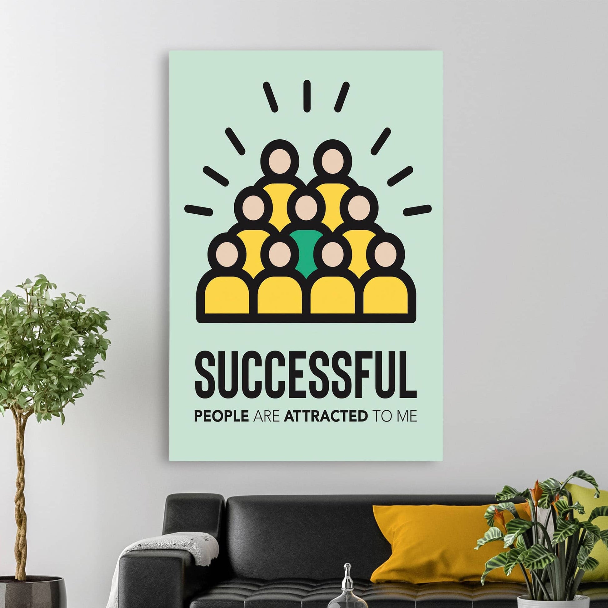 RYCANVAS Successful People Are Attracted To Me Motivational Canvas Wall Art - Office Millionaire Pop Art Alec Monopoly Decor