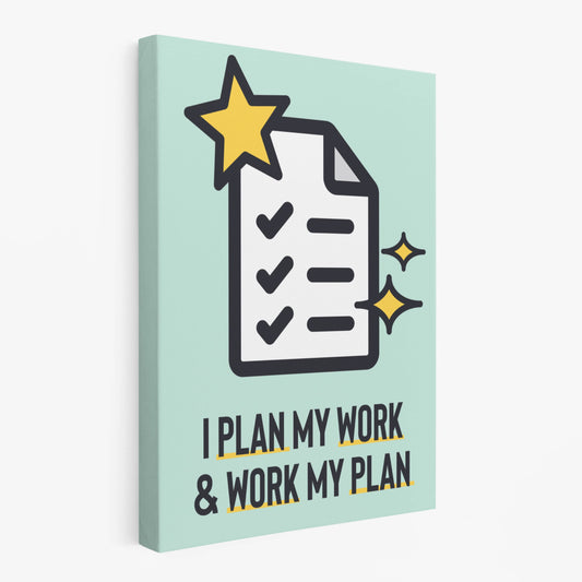 RYCANVAS I Plan My Work & Work My Plan Motivational Canvas Wall Art - Office Millionaire Pop Art Alec Monopoly Decor