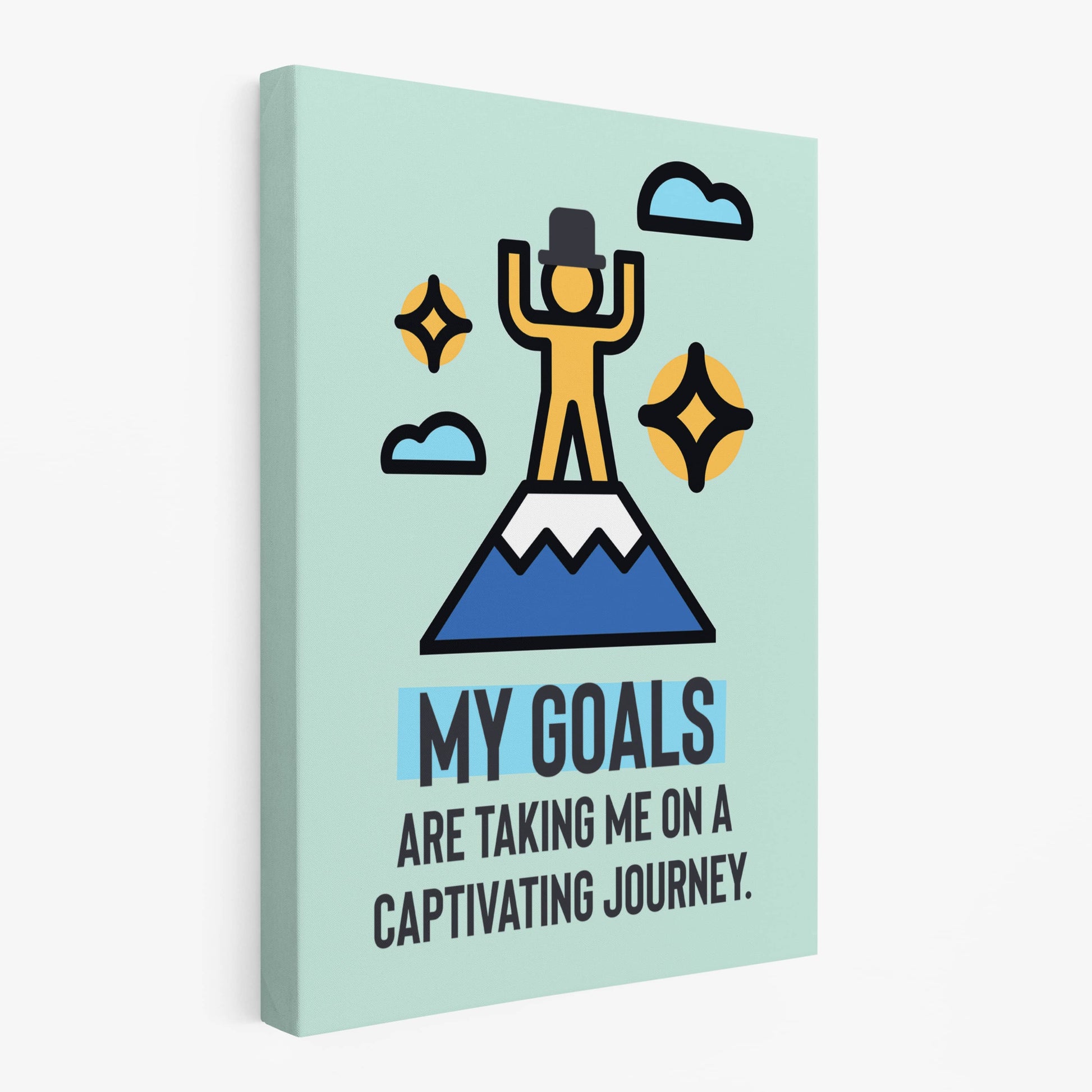 RYCANVAS My Goals Are Taking Me On A Captivating Journey Motivational Canvas Wall Art - Office Millionaire Pop Art Alec Monopoly Decor