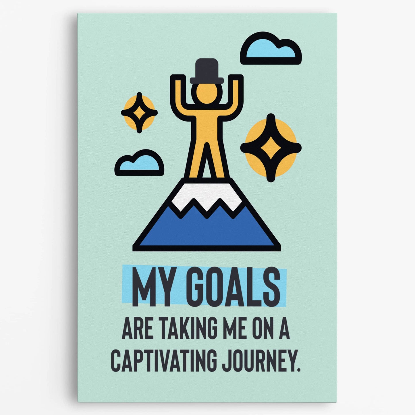 RYCANVAS My Goals Are Taking Me On A Captivating Journey Motivational Canvas Wall Art - Office Millionaire Pop Art Alec Monopoly Decor