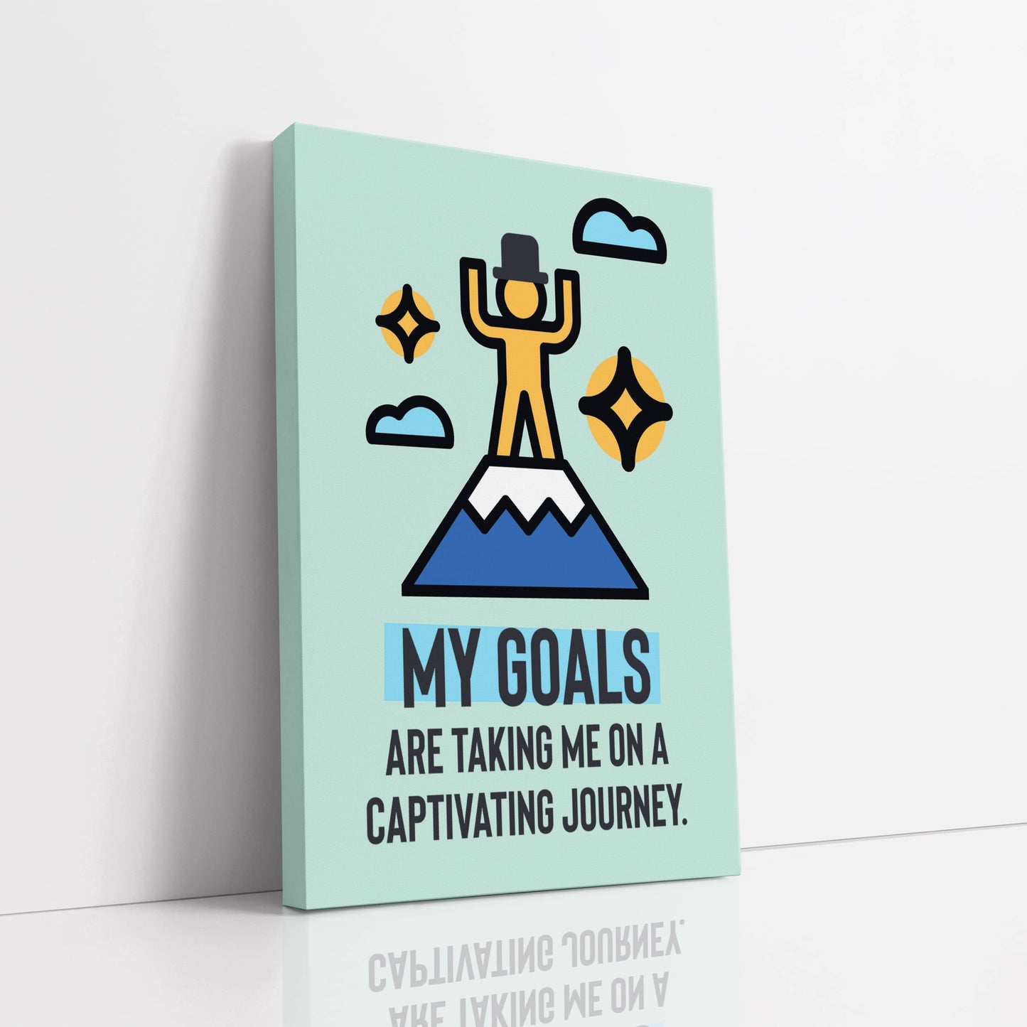 RYCANVAS My Goals Are Taking Me On A Captivating Journey Motivational Canvas Wall Art - Office Millionaire Pop Art Alec Monopoly Decor