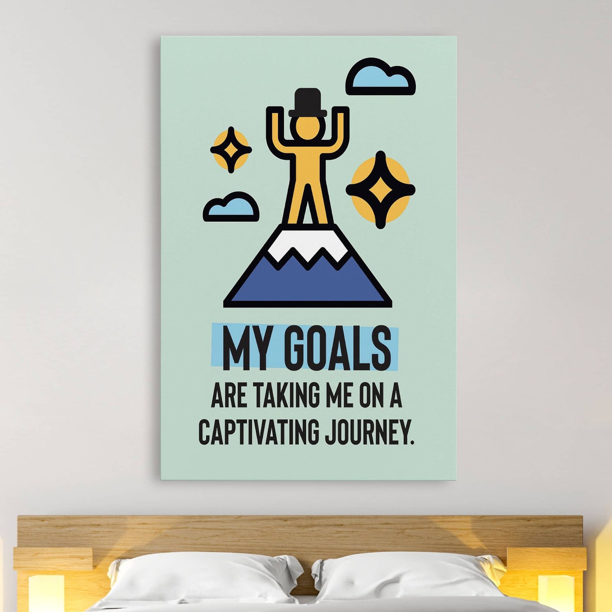 RYCANVAS My Goals Are Taking Me On A Captivating Journey Motivational Canvas Wall Art - Office Millionaire Pop Art Alec Monopoly Decor