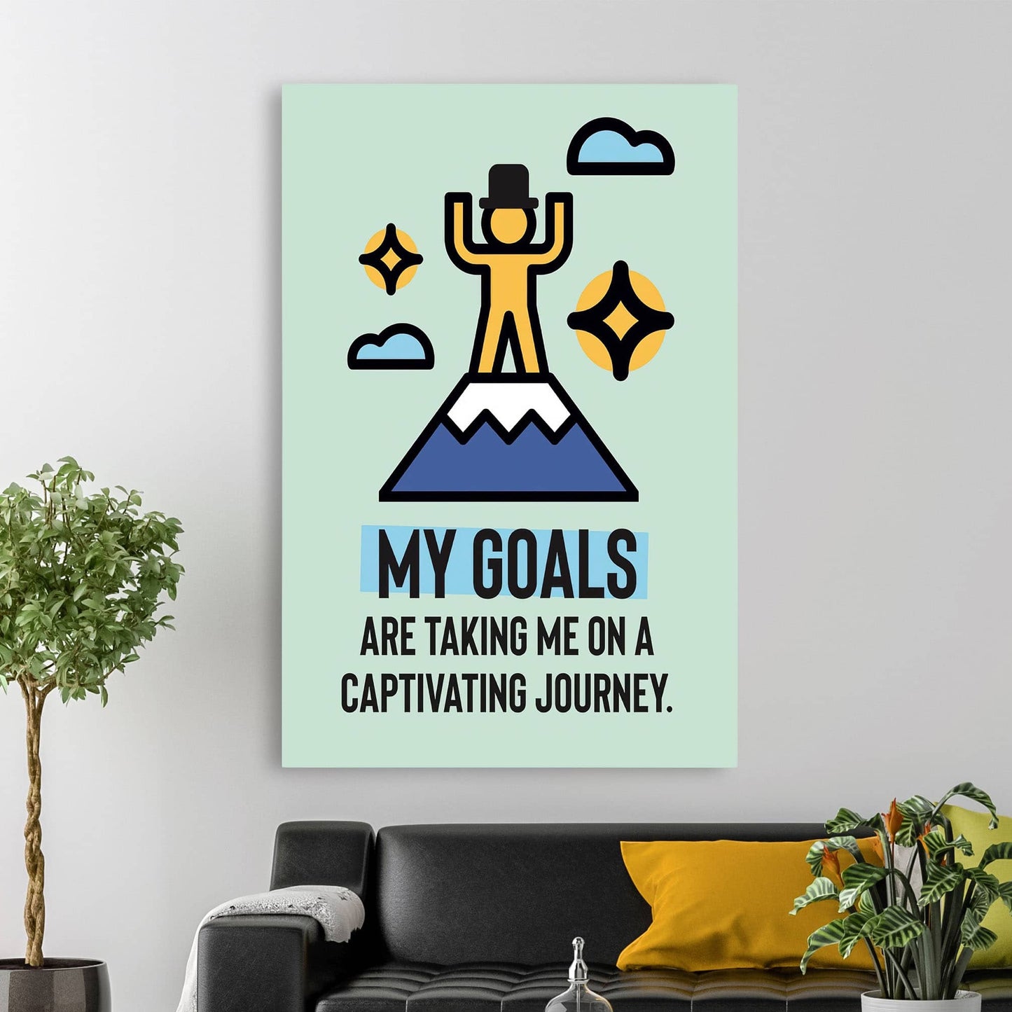 RYCANVAS My Goals Are Taking Me On A Captivating Journey Motivational Canvas Wall Art - Office Millionaire Pop Art Alec Monopoly Decor