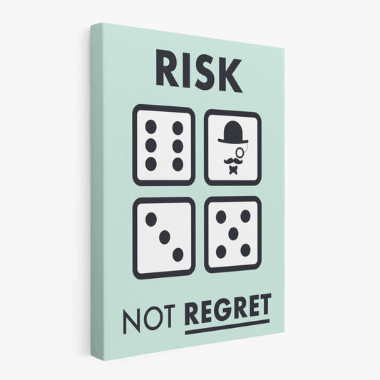 RYCANVAS Risk not Regret Motivational Canvas Wall Art - Office Millionaire Pop Art Alec Monopoly Decor